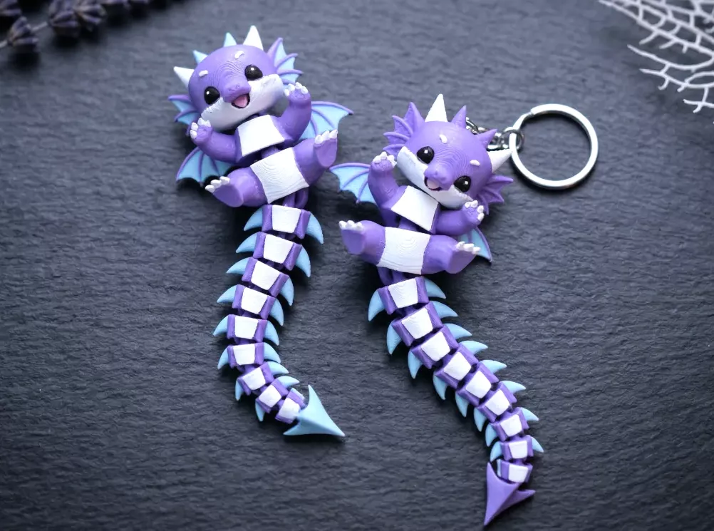 Cute Flexi Baby Dragon Toy Keychain 3D print model