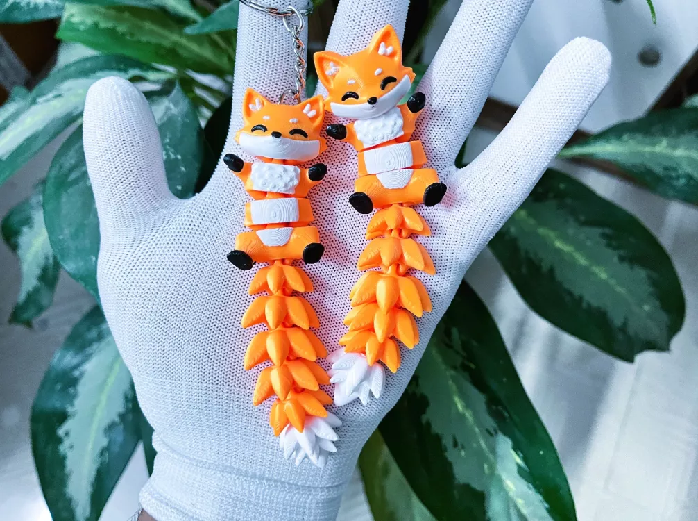 Cute Flexi Fox with Toy Keychain 3D print model