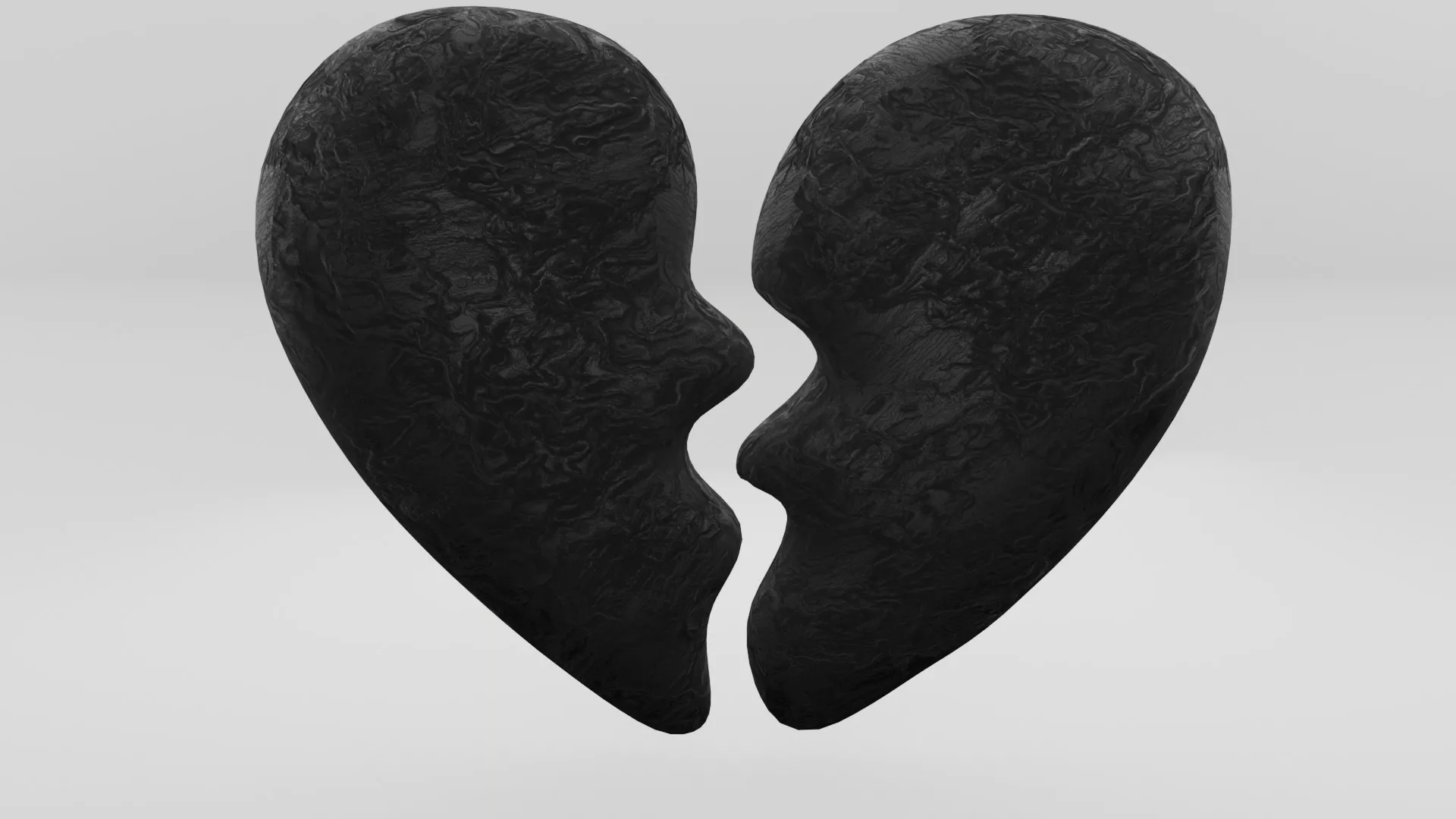 Broken Heart Emoji Black Low-poly 3D model
