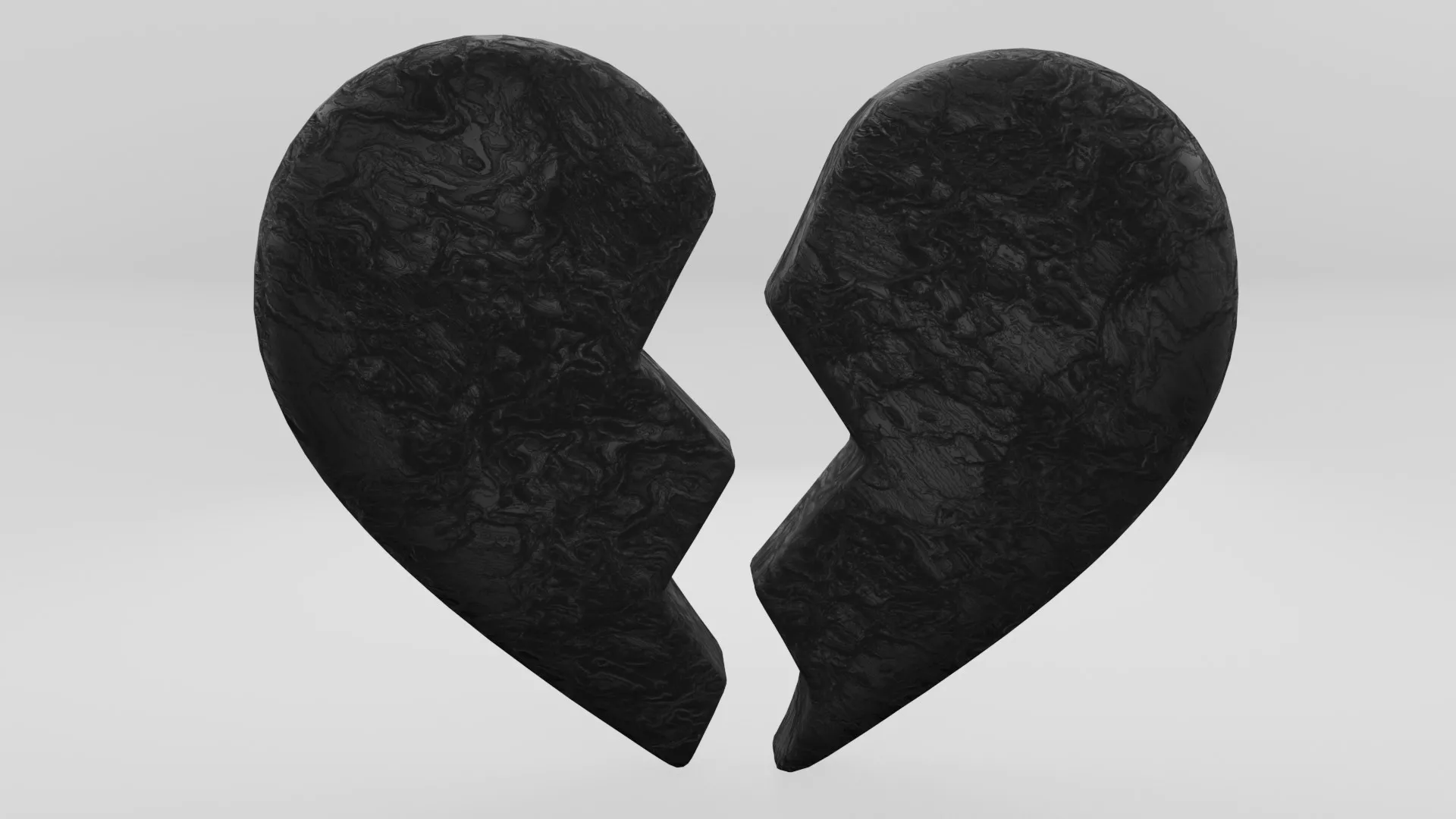 Broken Heart Emoji Black Low-poly 3D model