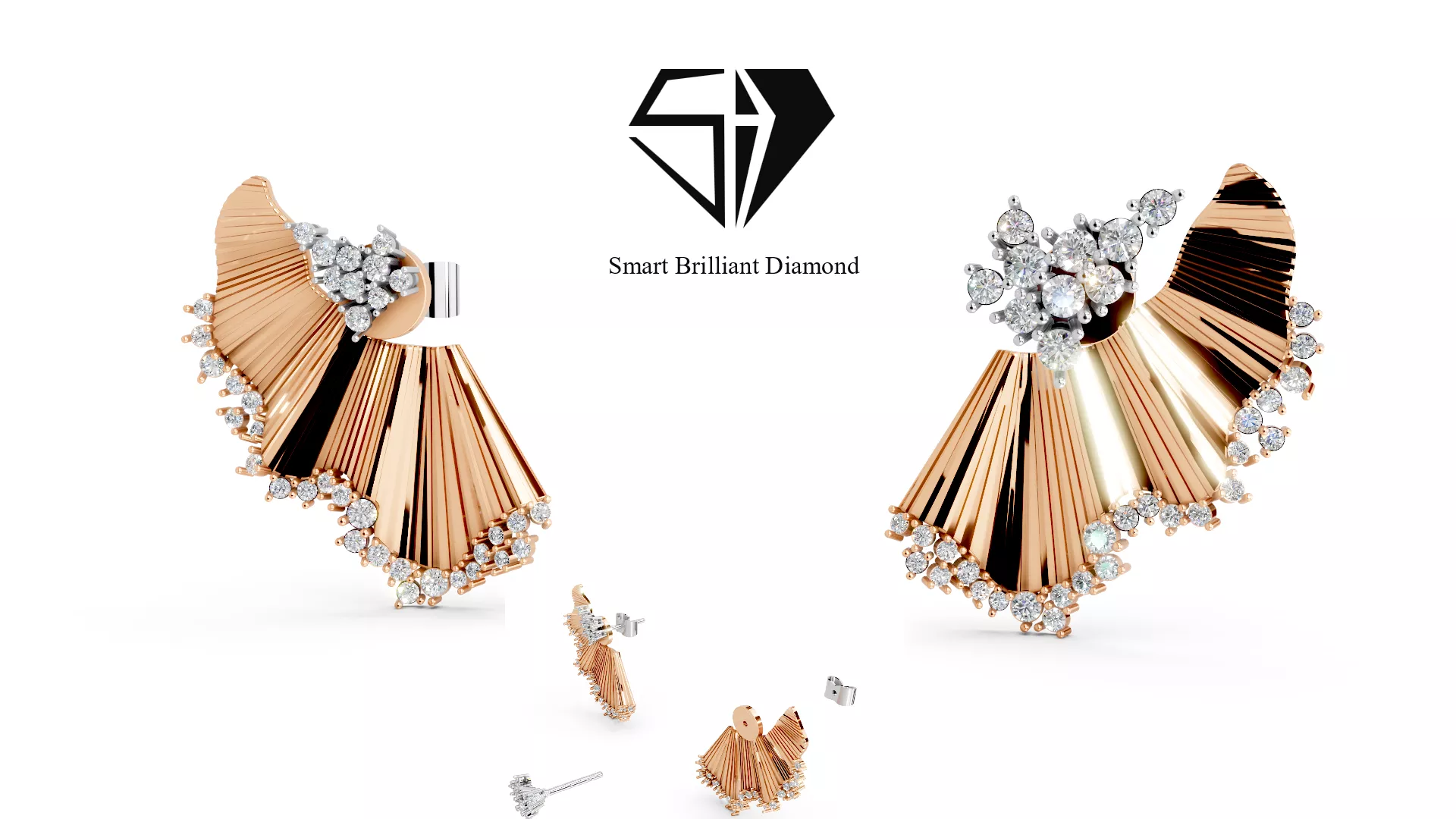 Luxury Brilliant Diamond Bridal Earrings Gold Jewelry je0227 3D print model
