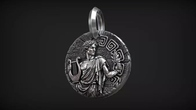 Apollo God of Music and Light Greek Mythology Medallion Pendant