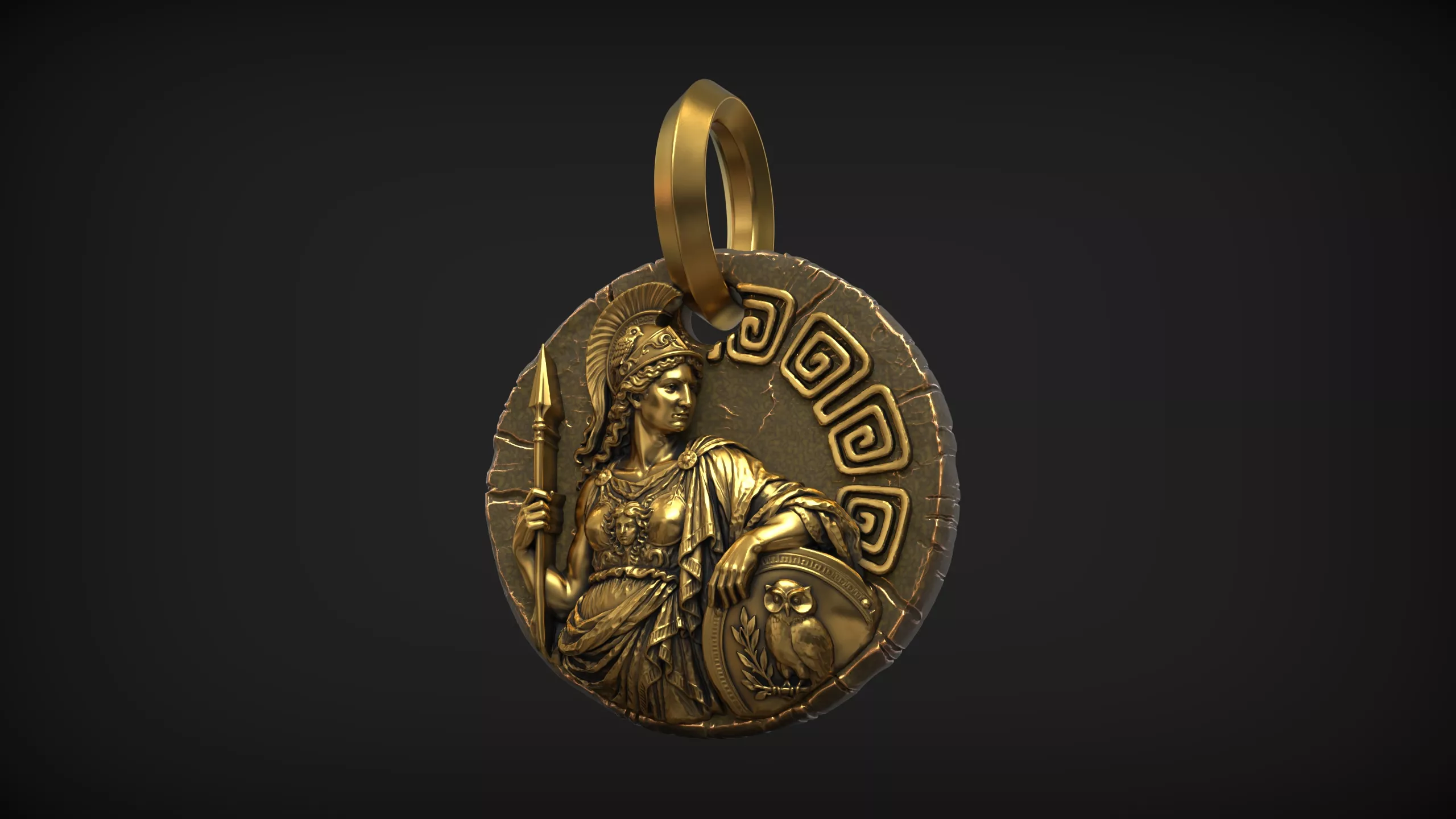 Athena Goddess of Wisdom and War Greek Mythology Medallion 3D print model