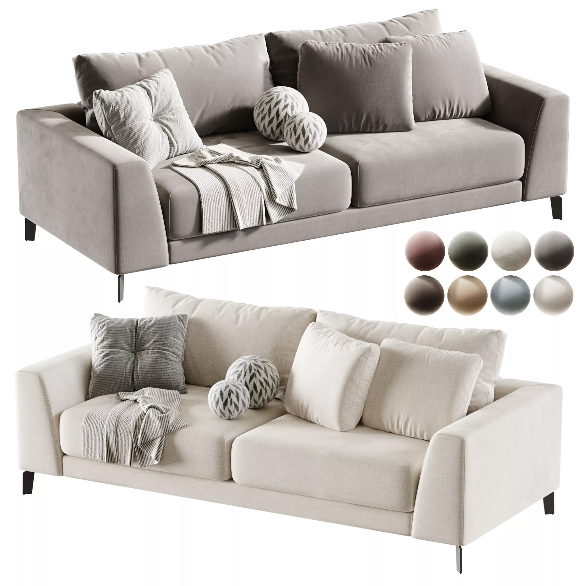 Sofa Blank 230 Cm Velor 3D model