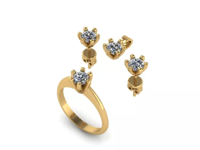 5 mm stone 6 prong solitaire pendant set 3D print model