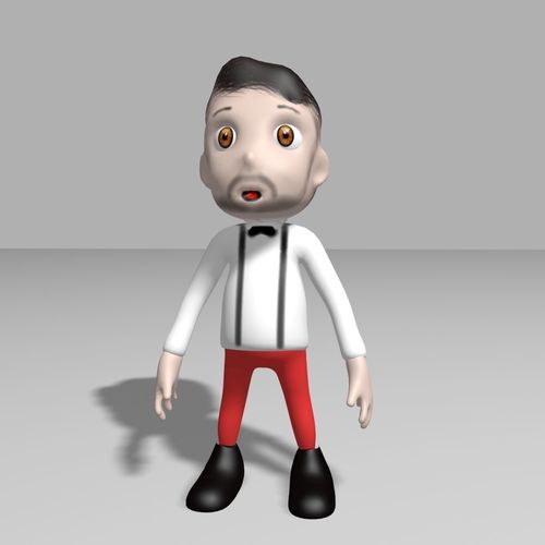 Hipster toon Low-poly 3D model