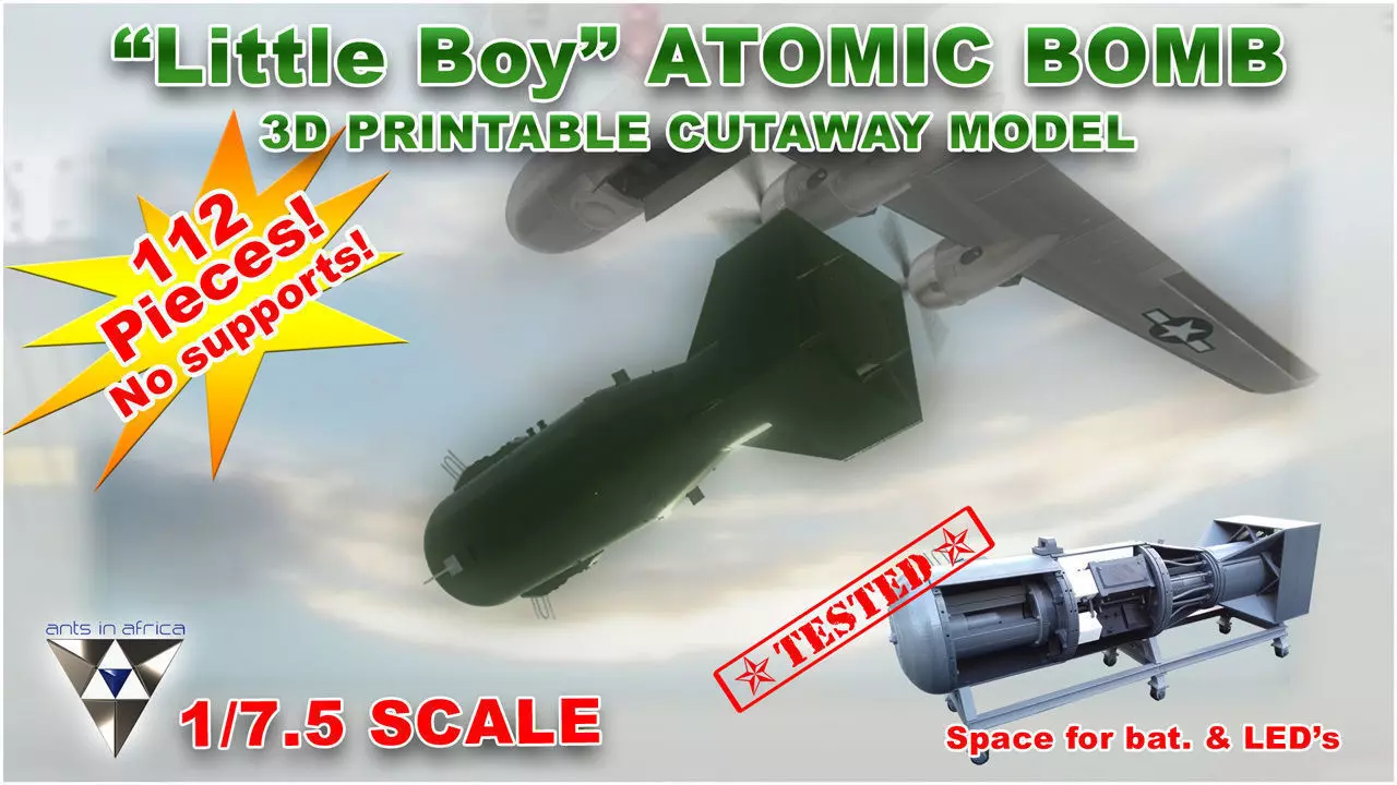 Atomic bomb cutaway scale model 3D print model