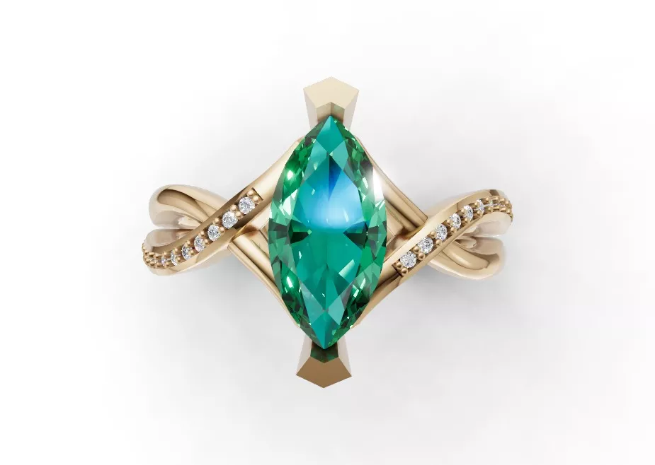 Marquise Center Stone Halo Diamond Ring Free 3D print model