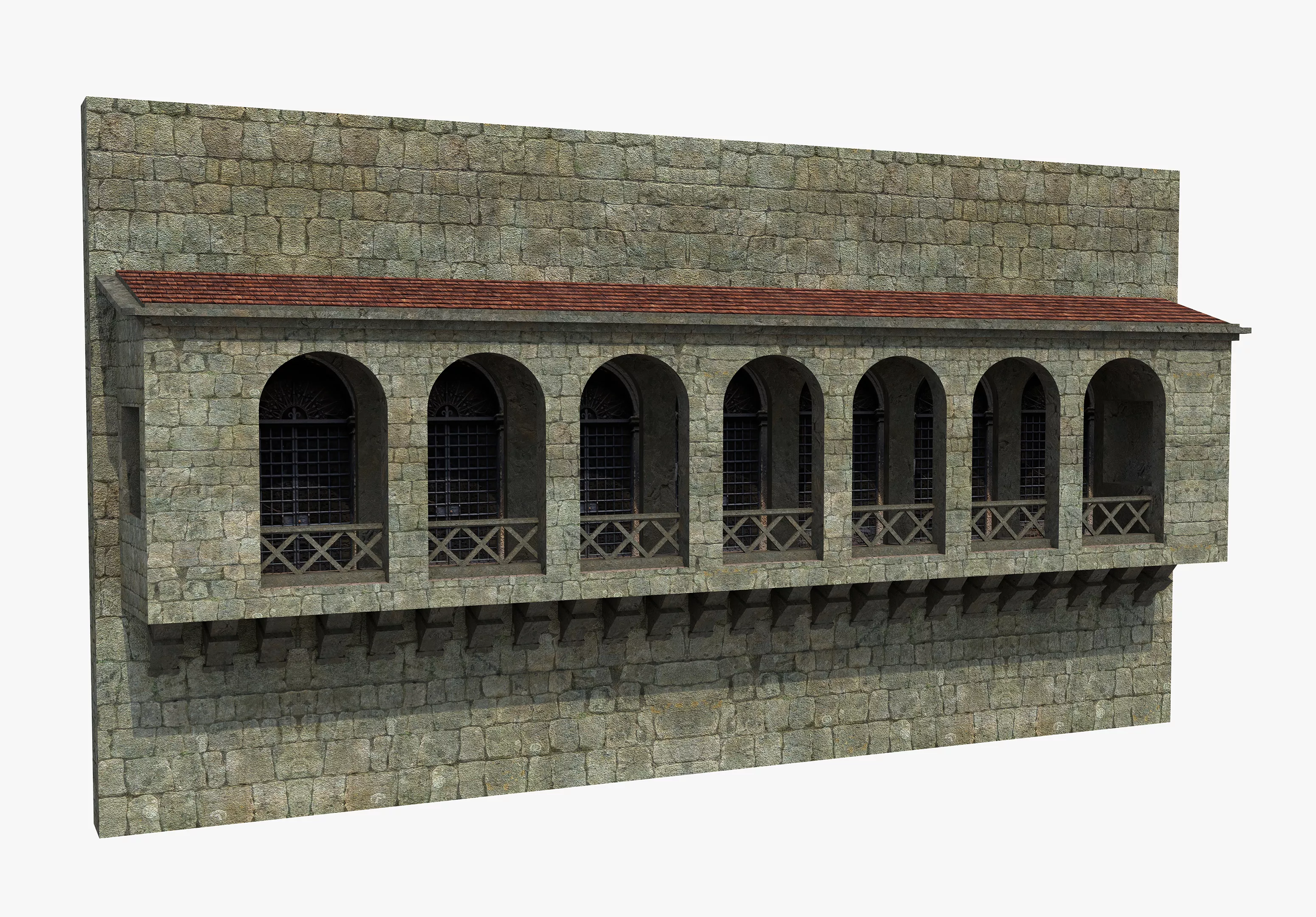 Large Old Balcony Castle Free 3D model