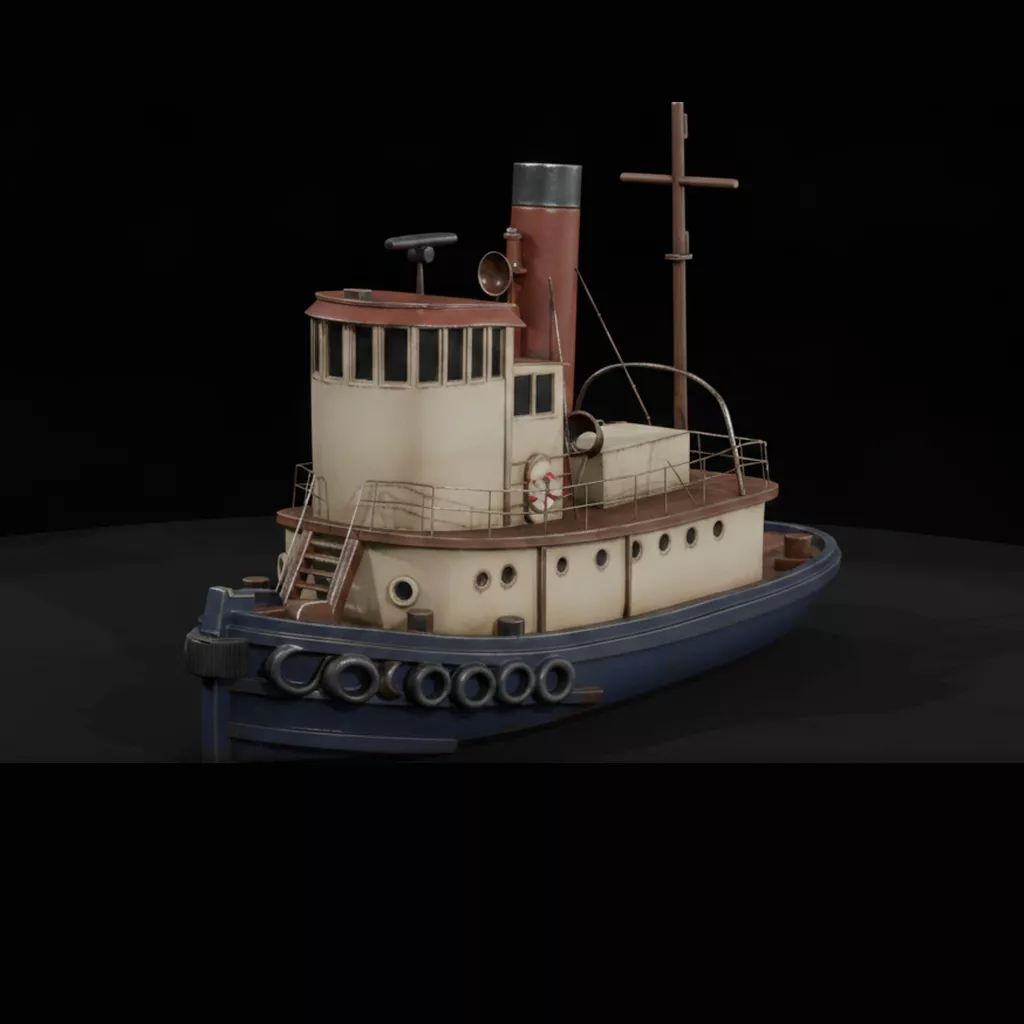 Stylized Steam Tugboat Harbor 3D print model