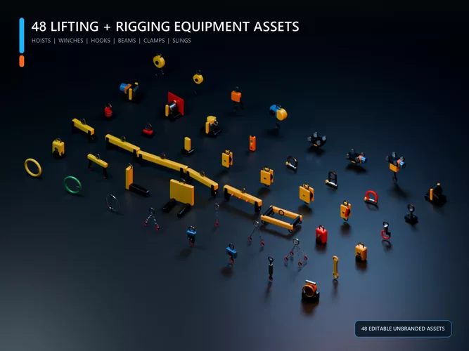 Industrial Lifting Rigging and Hoist Equipment Kit - 48 Assets