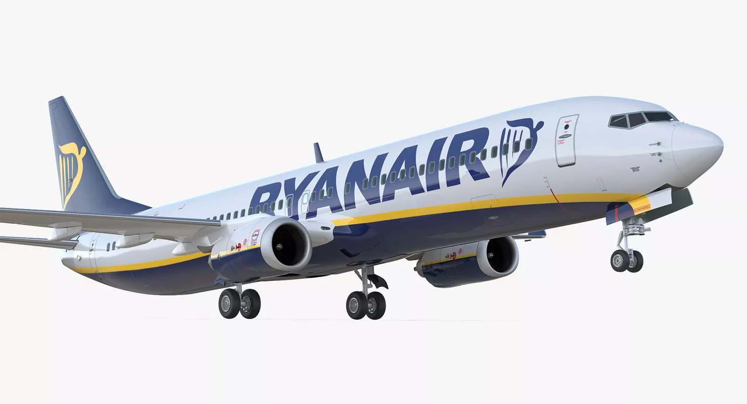 Boeing 737 900 ER Ryanair with Cabin 3D model