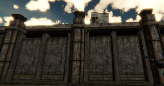 High Concrete Wall and Pillar Tower 