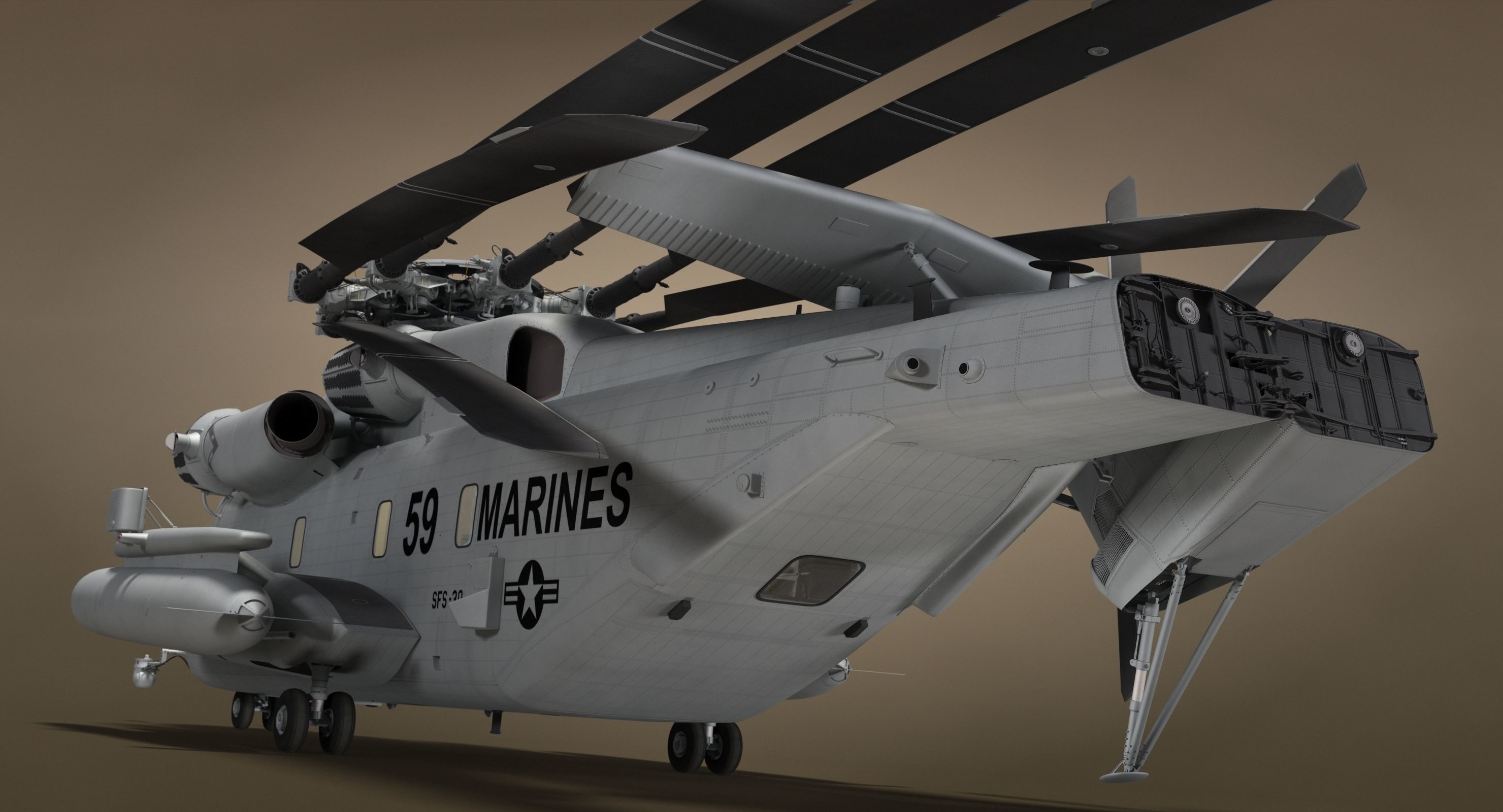 CH-53 Super Stallion Military Helicopter 3D model_36