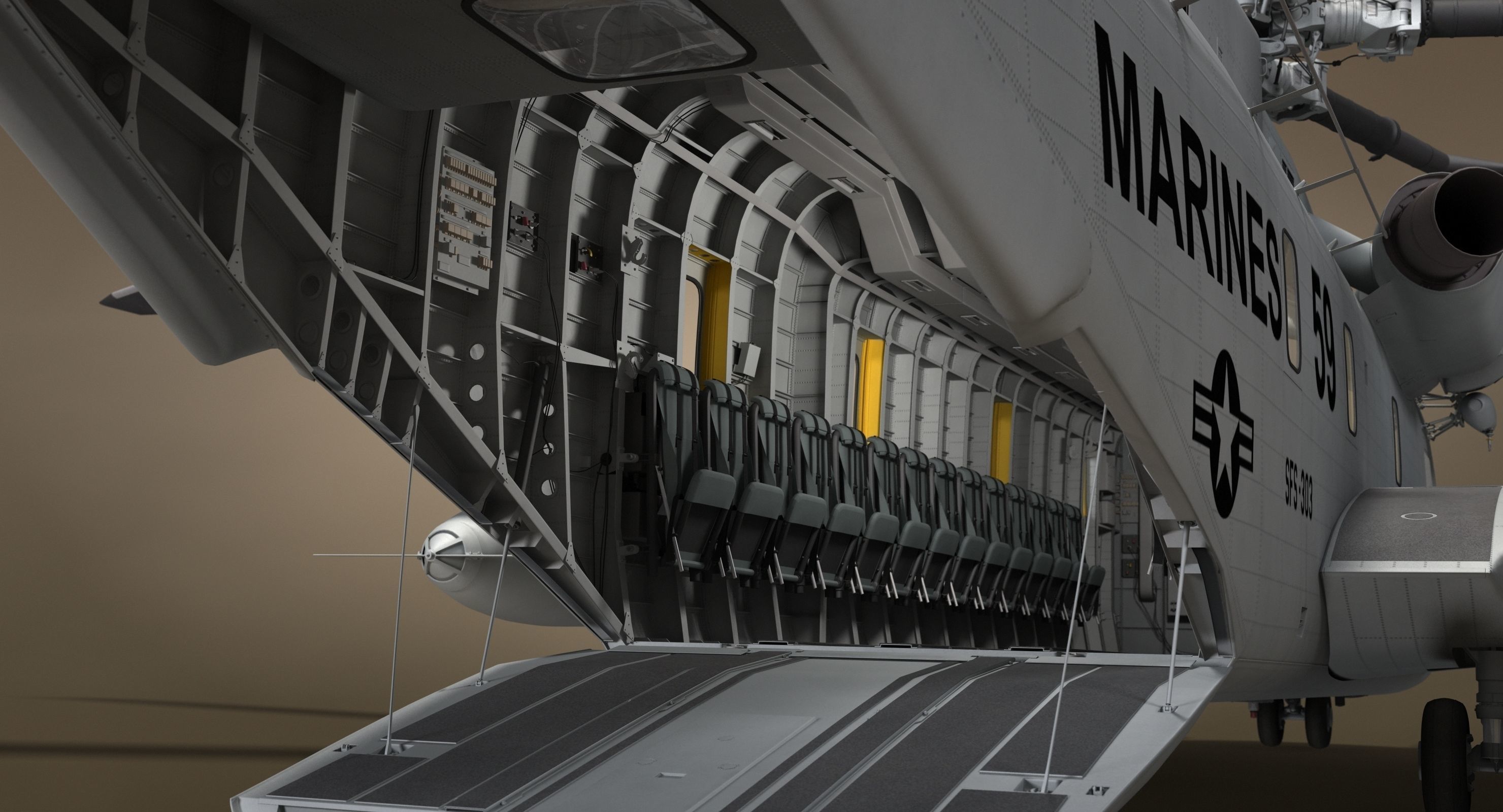 CH-53 Super Stallion Military Helicopter 3D model_33