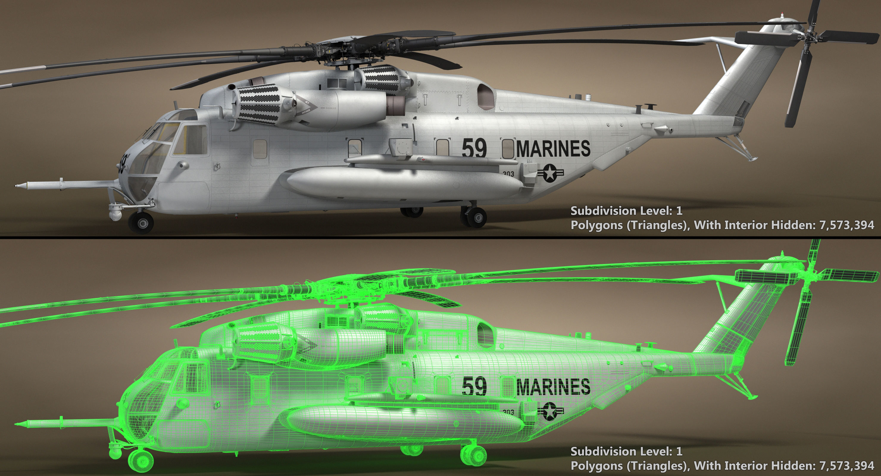 CH-53 Super Stallion Military Helicopter 3D model_54