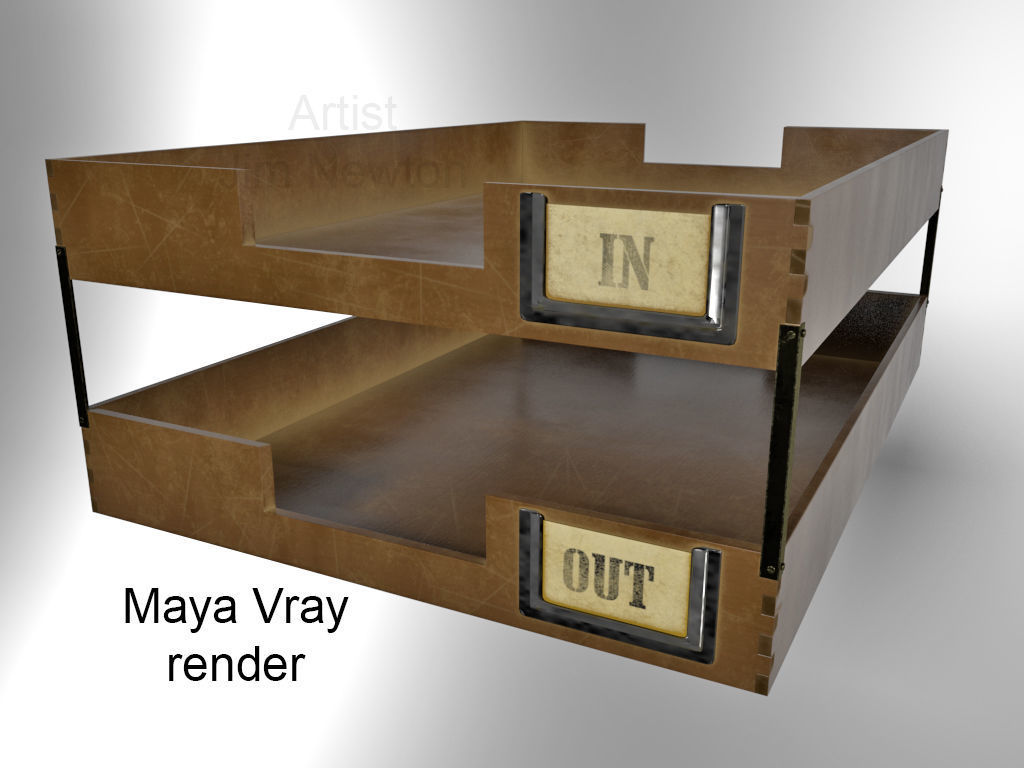 In-out Trays Old Fashioned 3D model_2