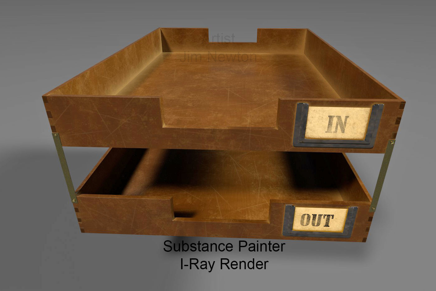 In-out Trays Old Fashioned 3D model_4