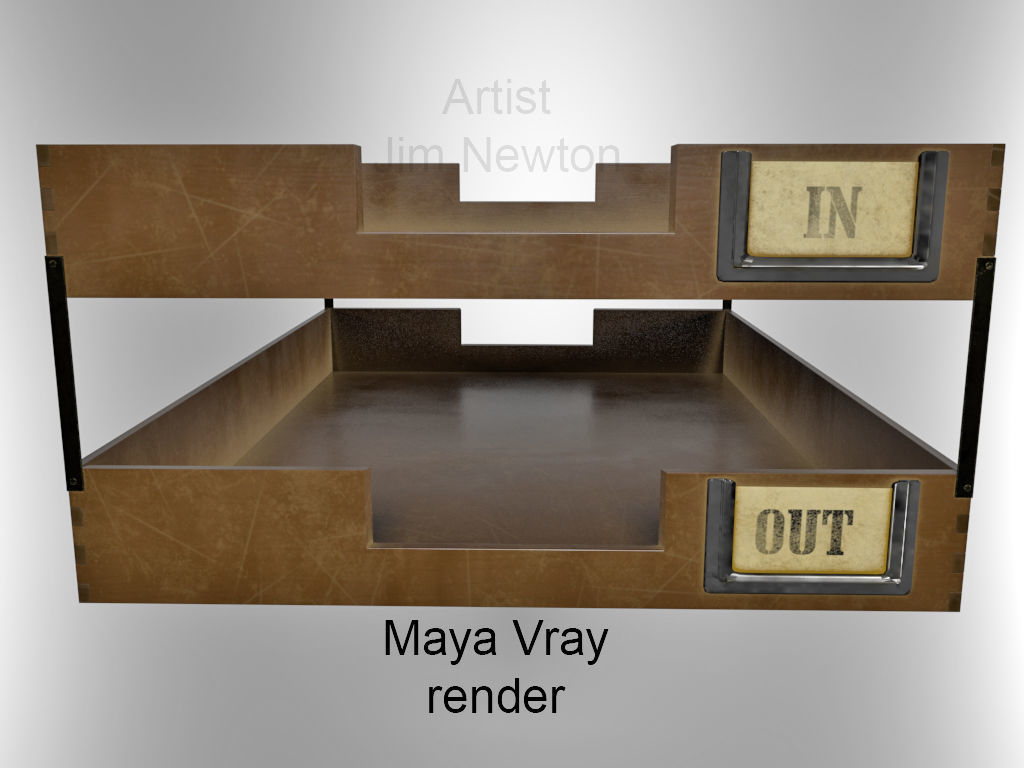 In-out Trays Old Fashioned 3D model_1