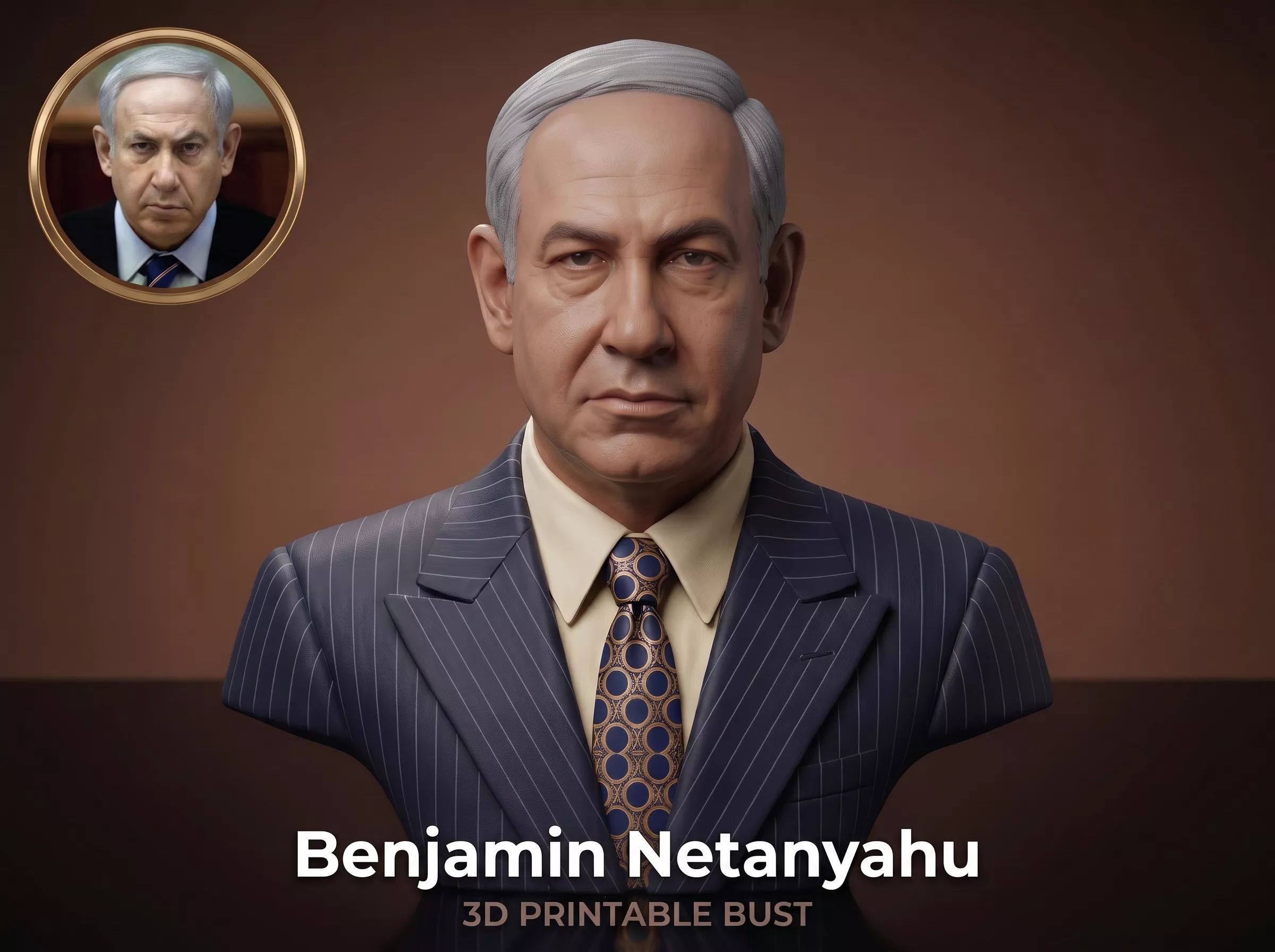 Benjamin Netanyahu 3D Printable Bust 3D print model