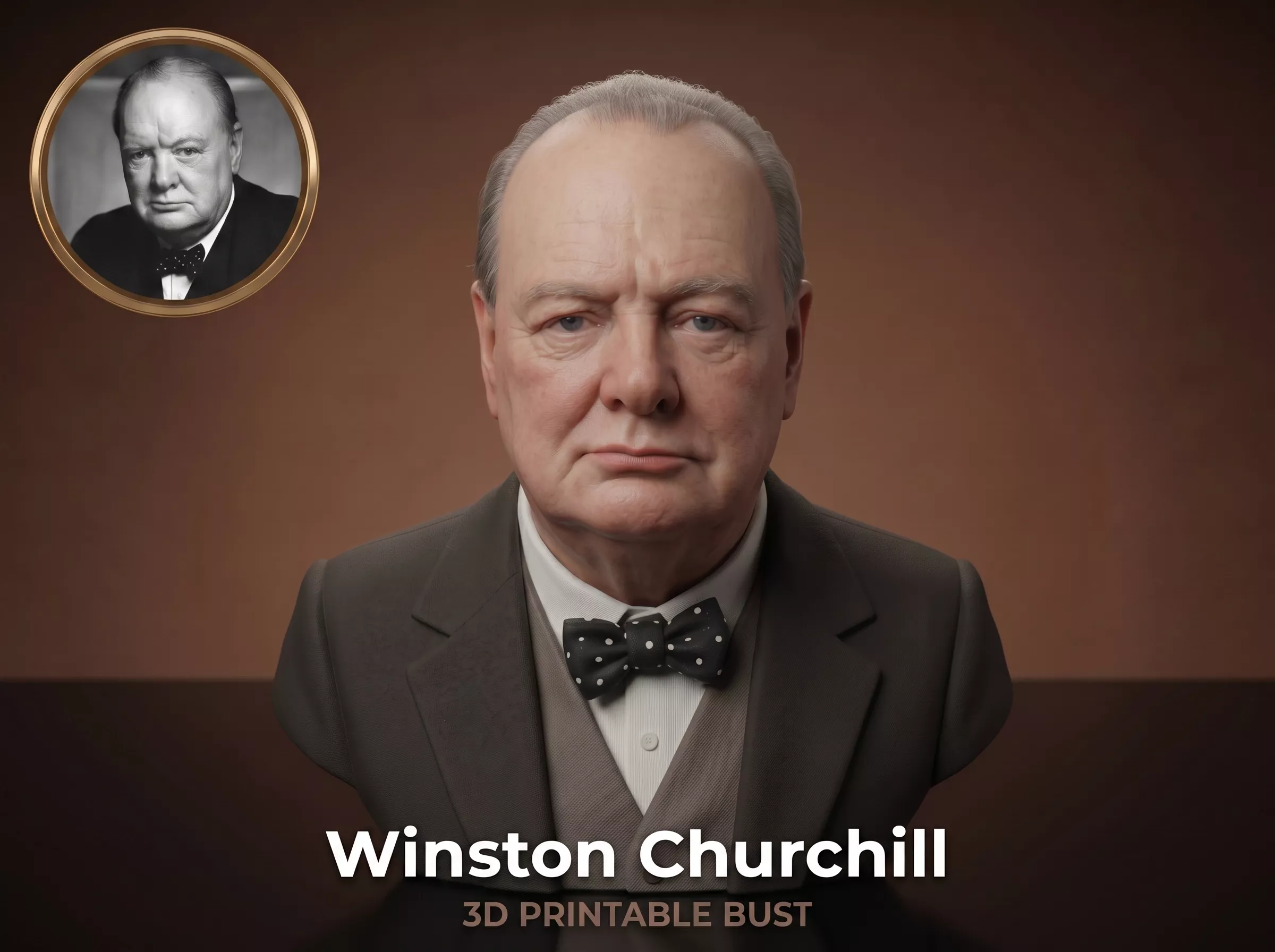 Winston Churchill 3D Printable Bust 3D print model