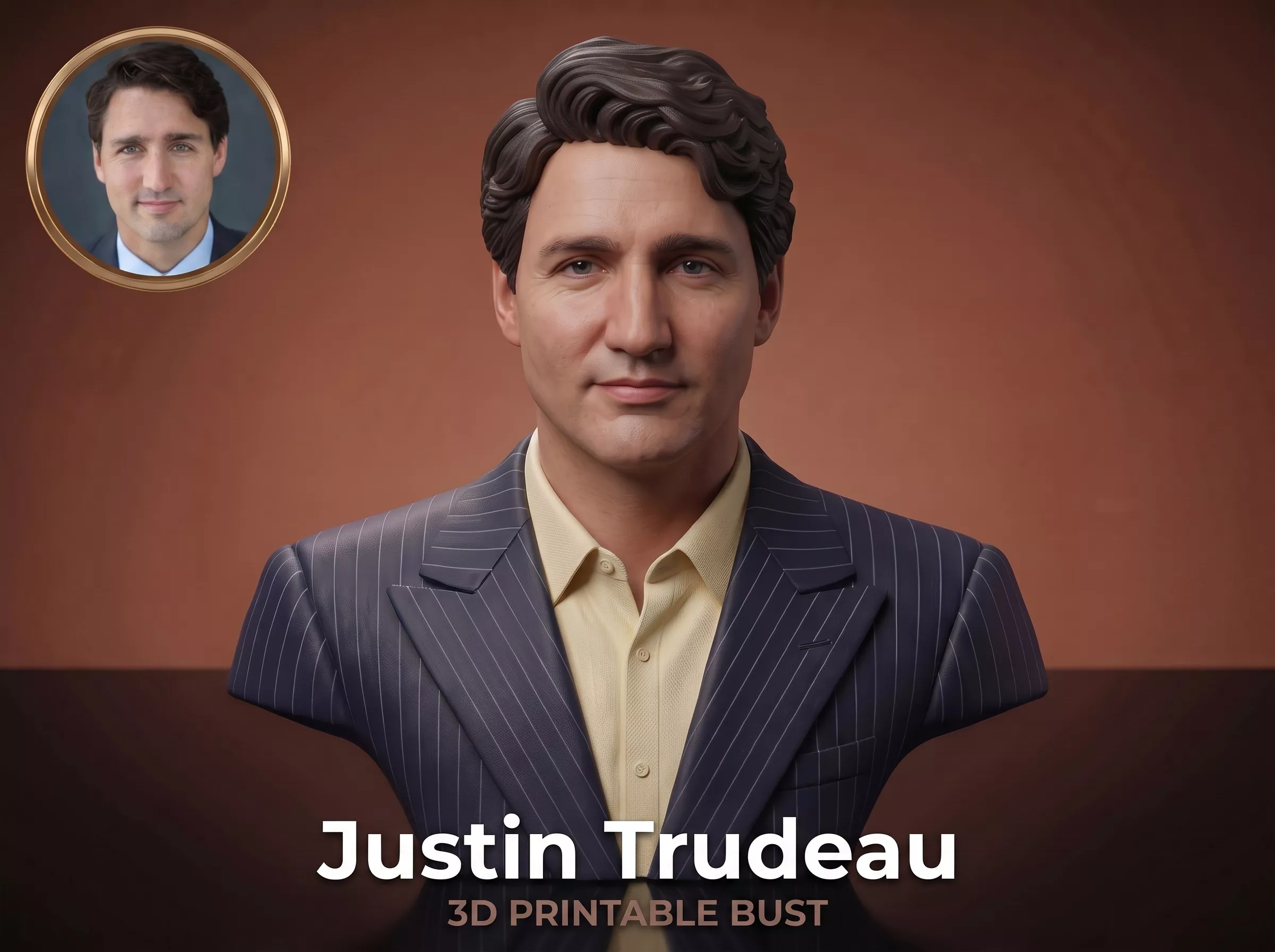 Justin Trudeau Realistic 3D Printable Bust 3D print model
