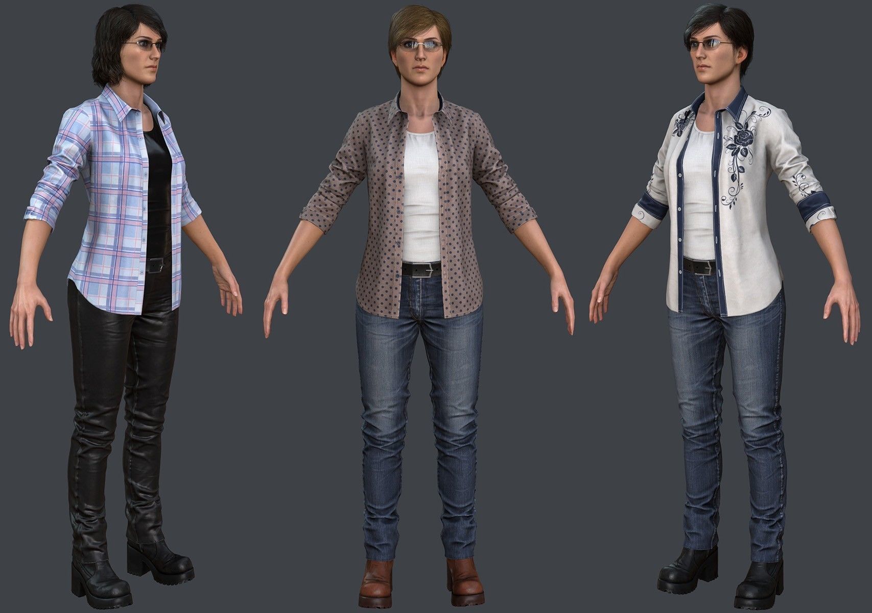 Female 1 - clothing 2 - Full Pack Low-poly 3D model_2
