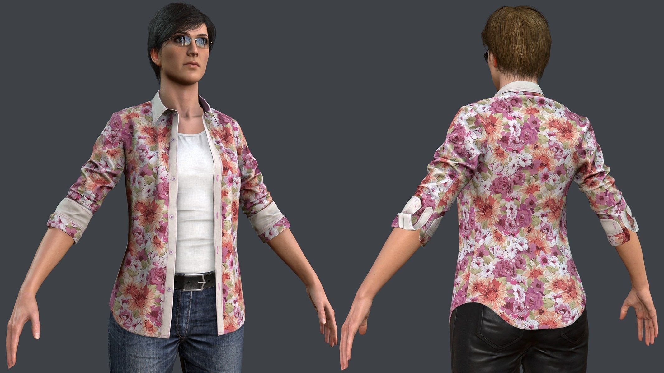 Female 1 - clothing 2 - Full Pack Low-poly 3D model_21