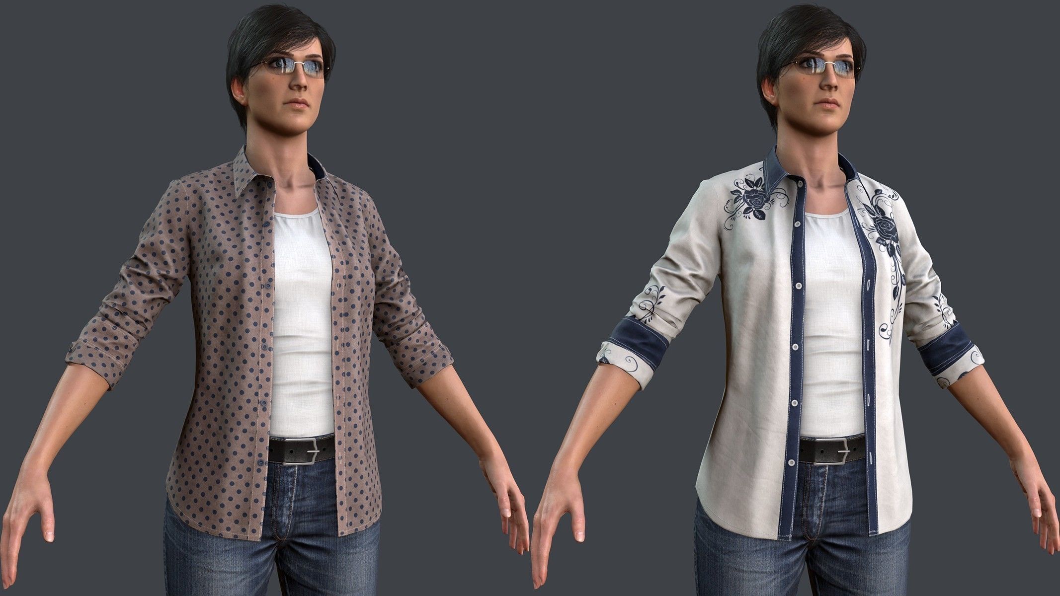 Female 1 - clothing 2 - Full Pack Low-poly 3D model_20