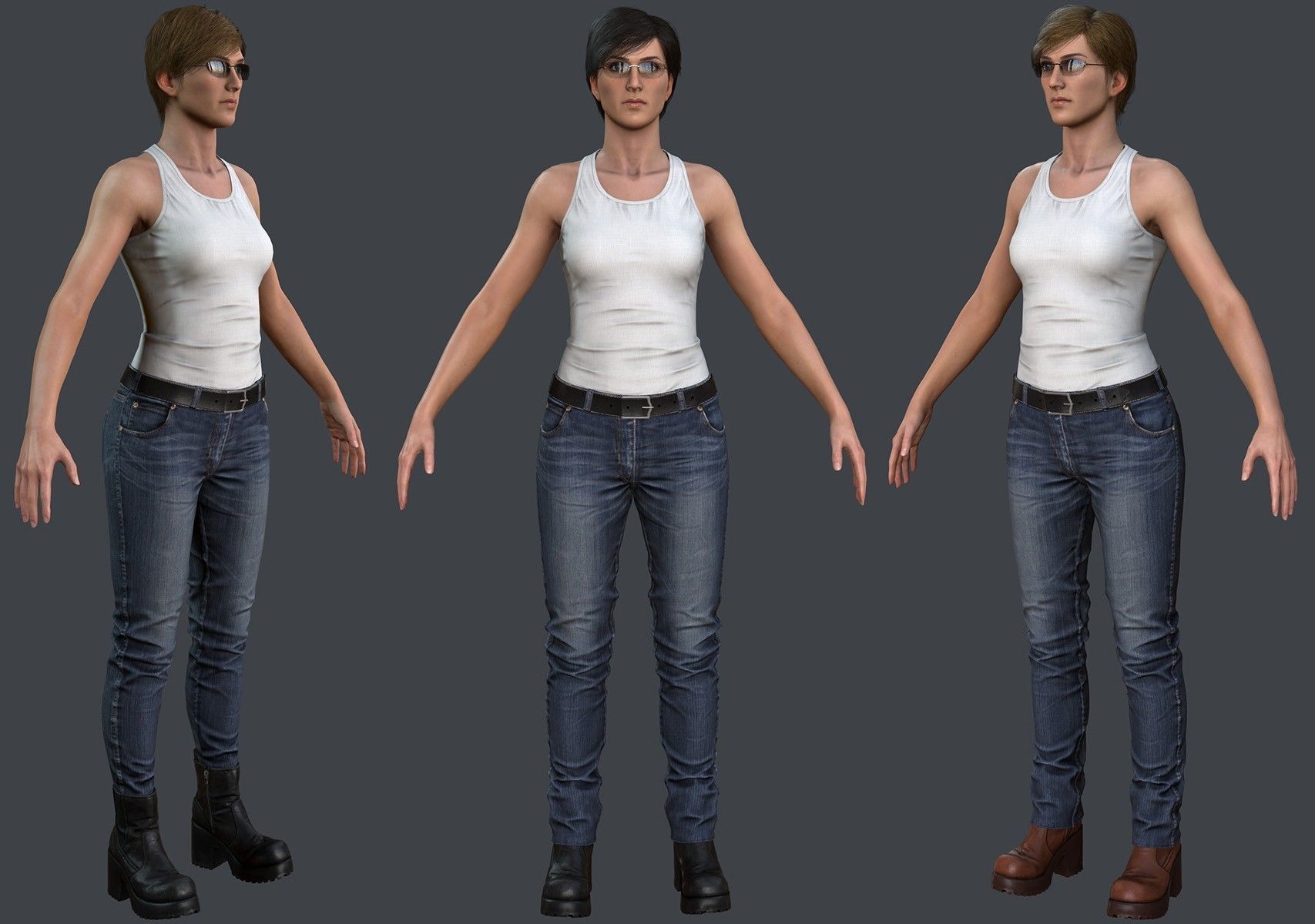 Female 1 - clothing 2 - Full Pack Low-poly 3D model_7