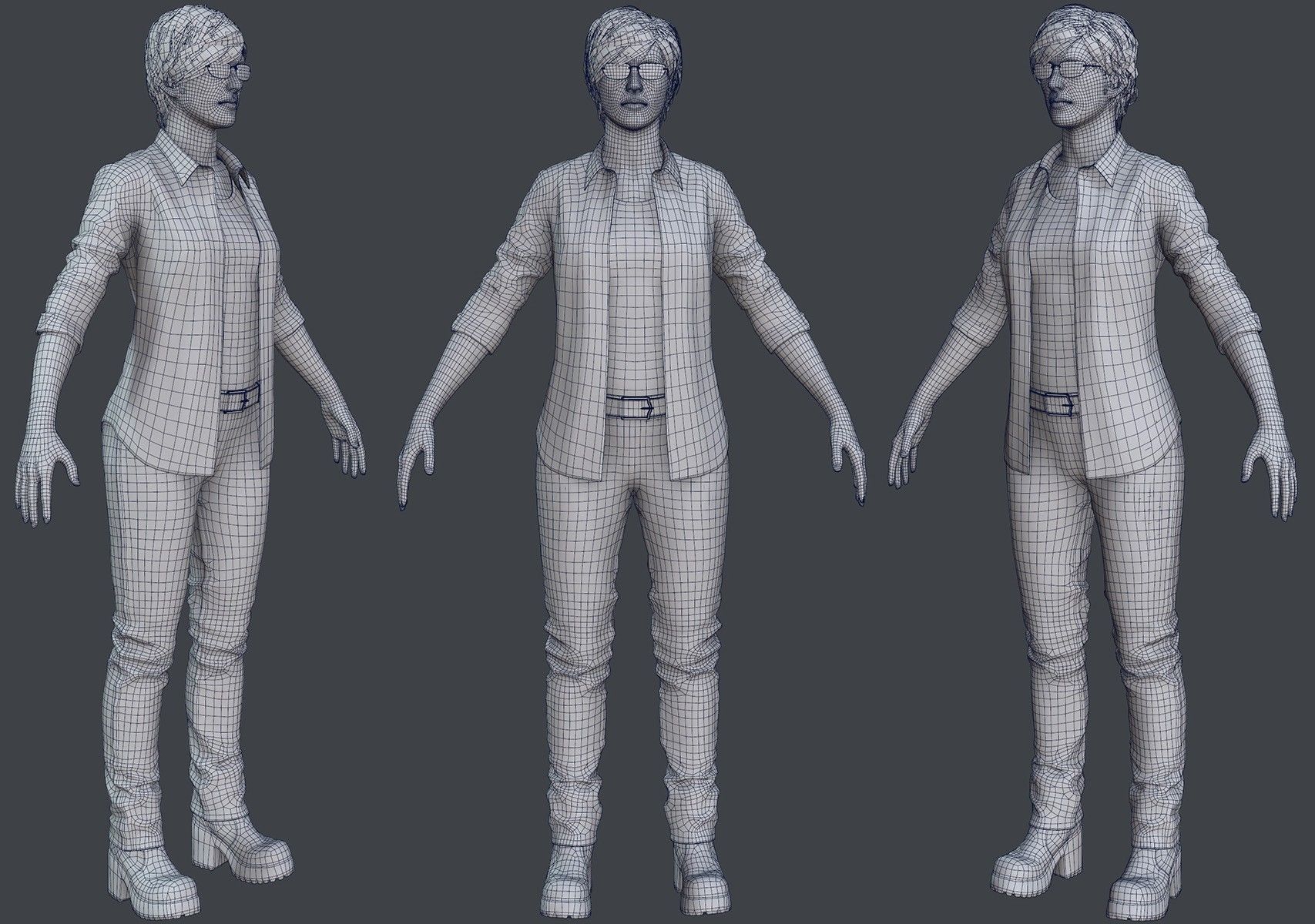 Female 1 - clothing 2 - Full Pack Low-poly 3D model_3