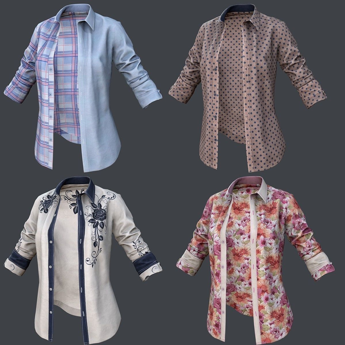 Female 1 - clothing 2 - Full Pack Low-poly 3D model_35