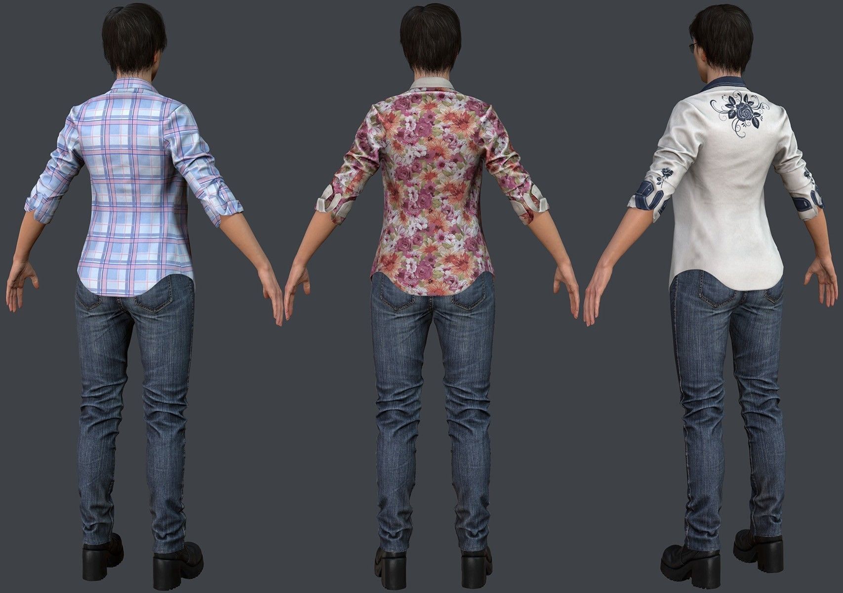 Female 1 - clothing 2 - Full Pack Low-poly 3D model_4