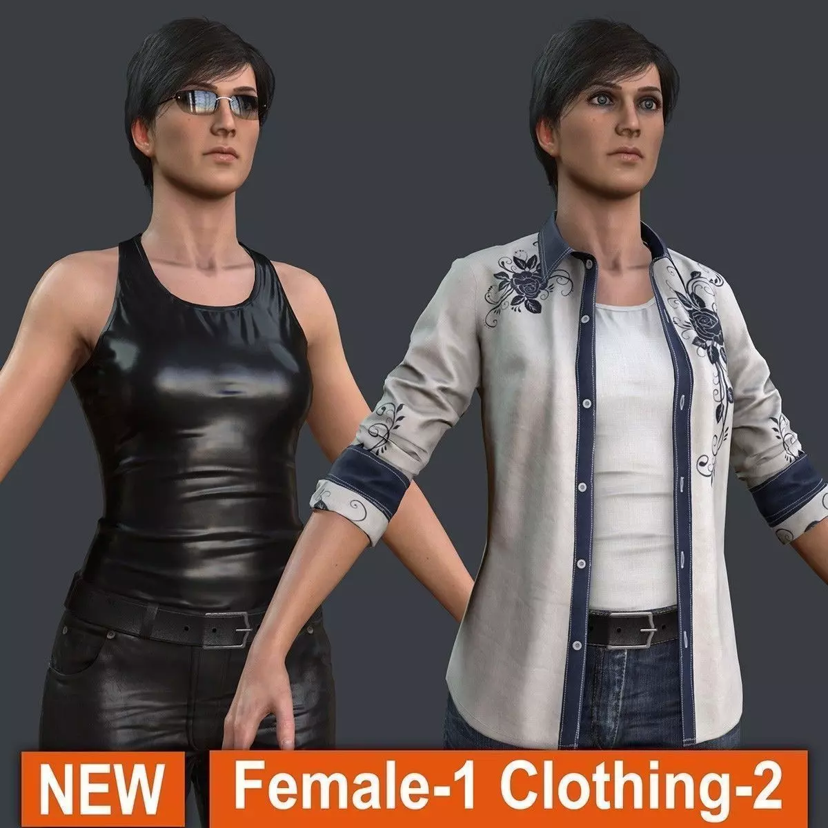 Female 1 - clothing 2 - Full Pack Low-poly 3D model_0