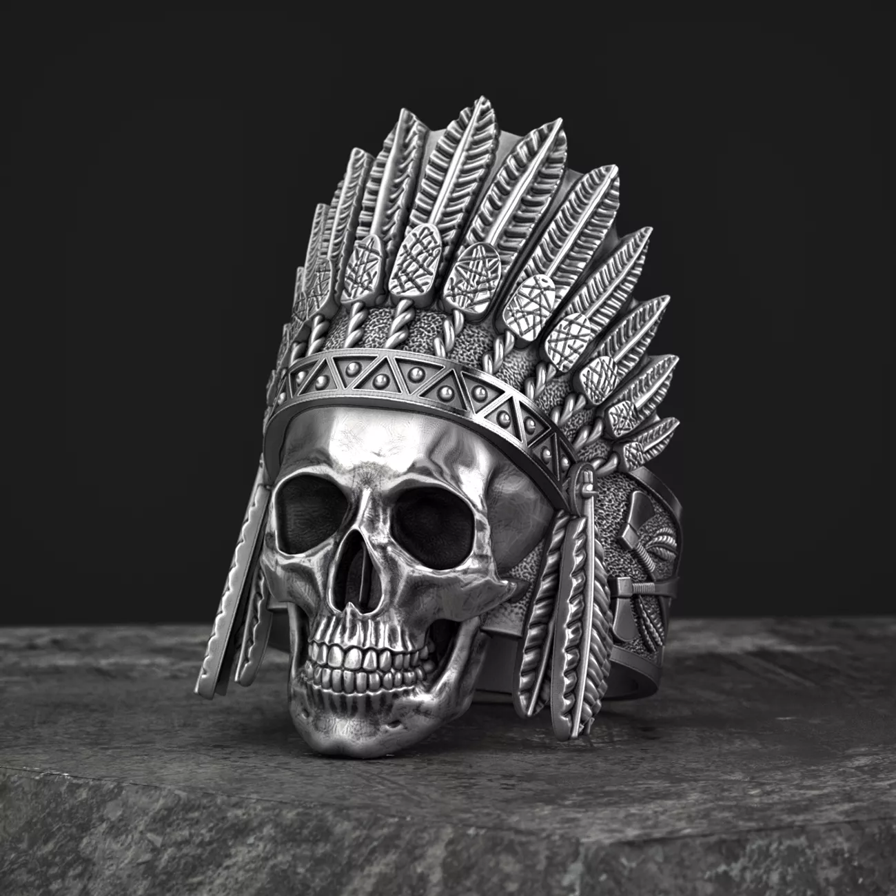 Indian Skull Ring 3D print model