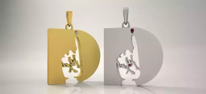 D letter Pendant for Men 