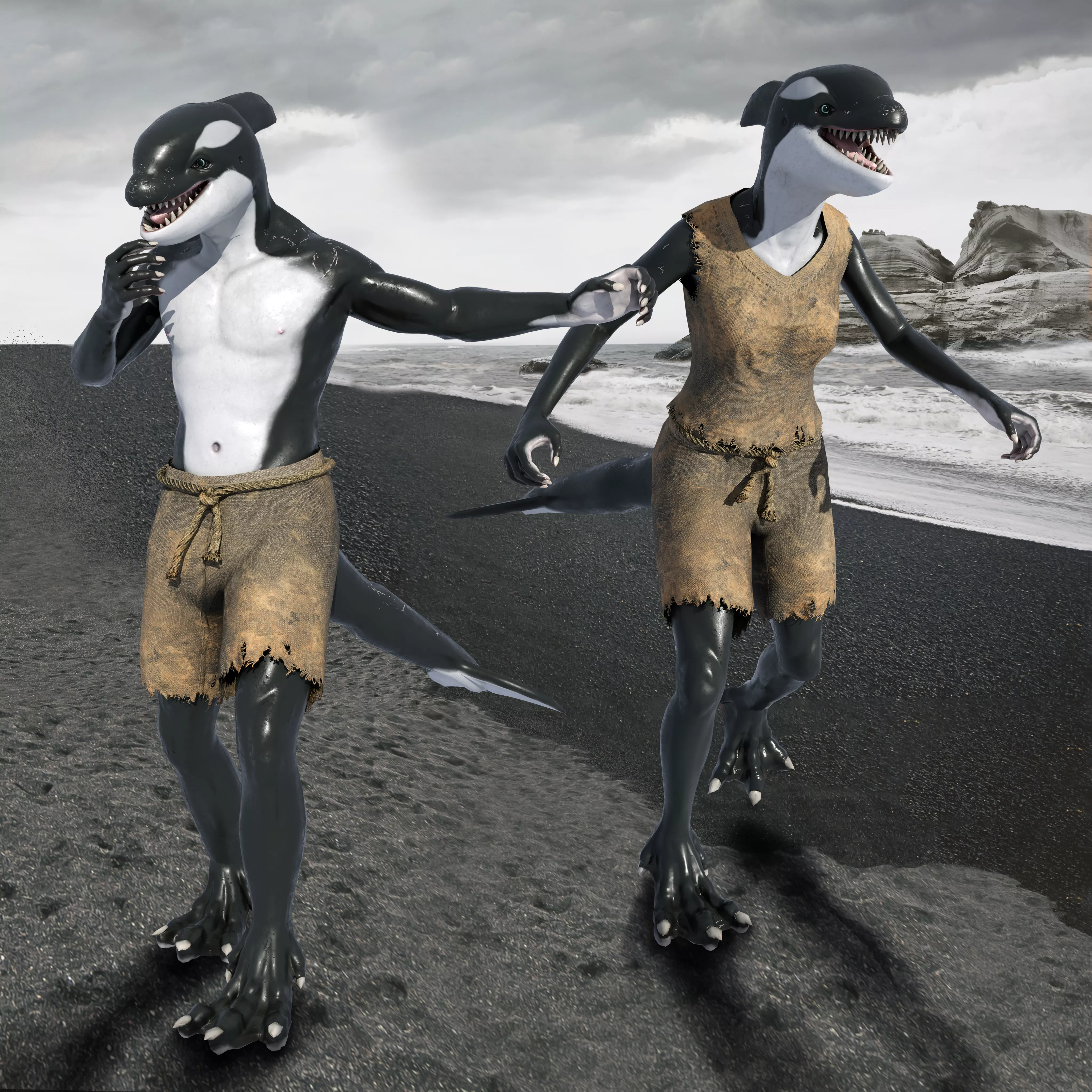 Orca Human Characters Low-poly 3D model