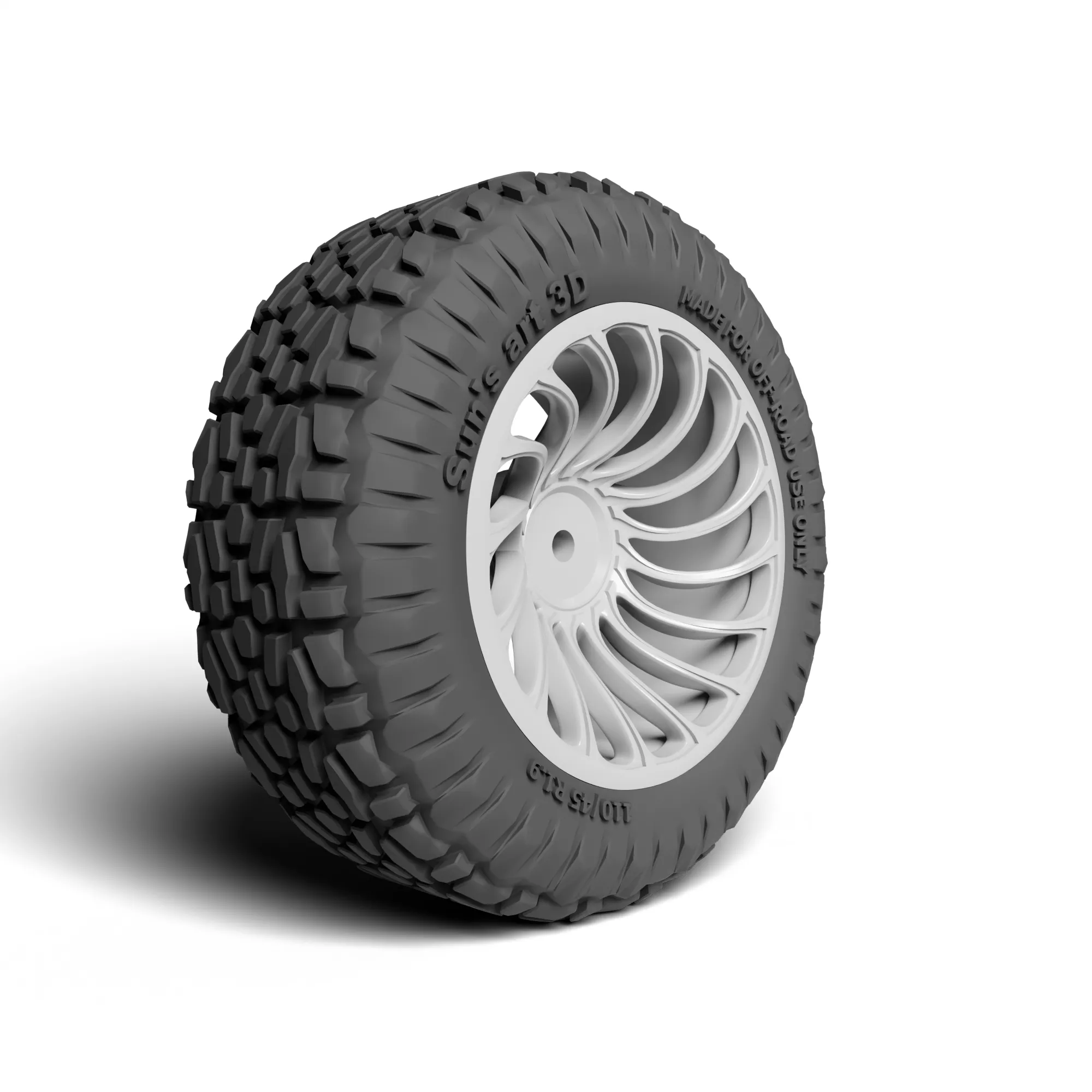 RC Crawler Wheel 110x45mm Off-Road Tire and Rim 12mm Hex 3D print model