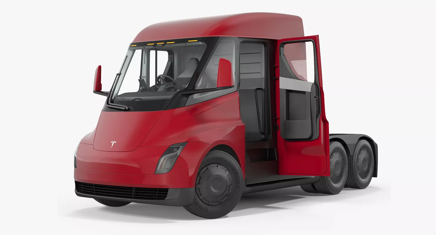 Electric Semi Truck Tesla Rigged 3D model