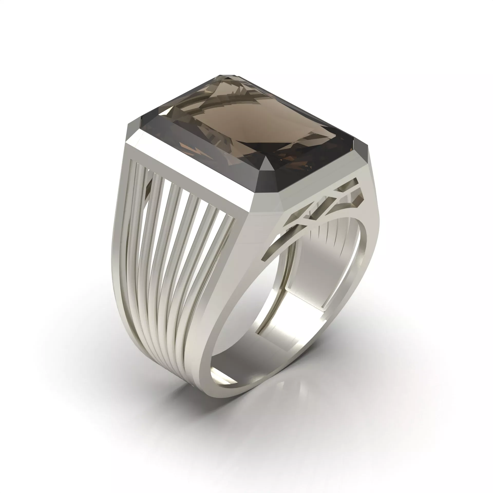 Mens Gold Ring Rectangular Gemstone Jewelry Design 3D print model