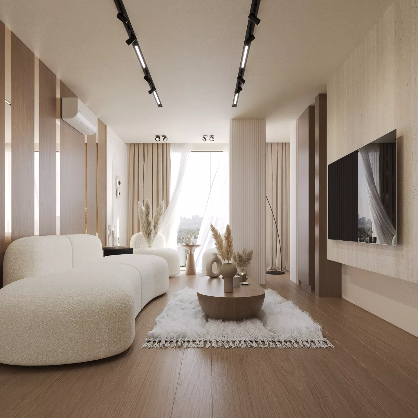 Modern Apartment Interior 3D Scene - Living Room and Bathroom 3D model