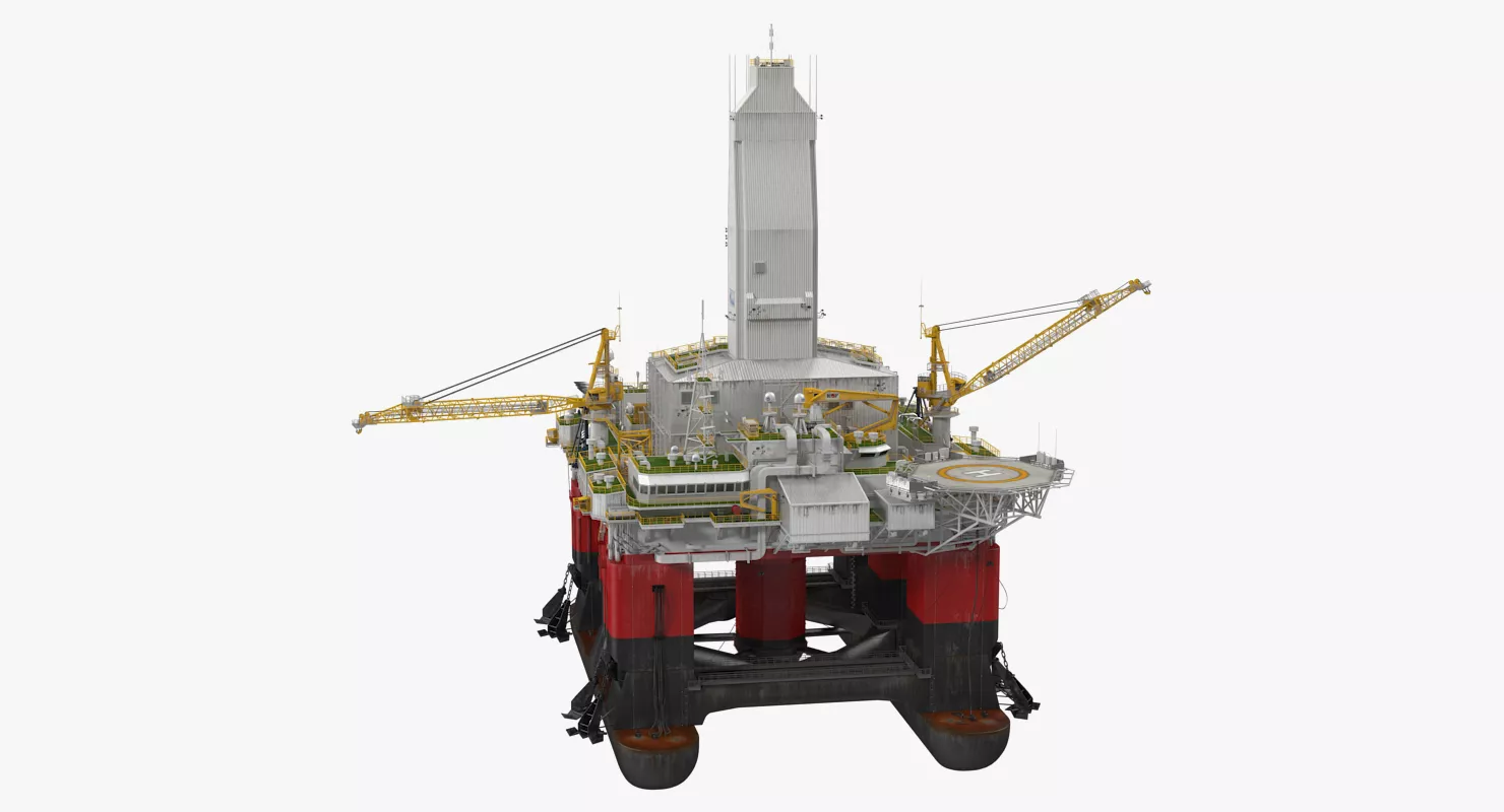 Semi Submersible Drilling Rig Rigged 3D model