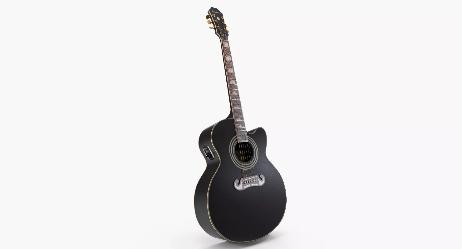 Electro Acoustic Guitar Black 3D model