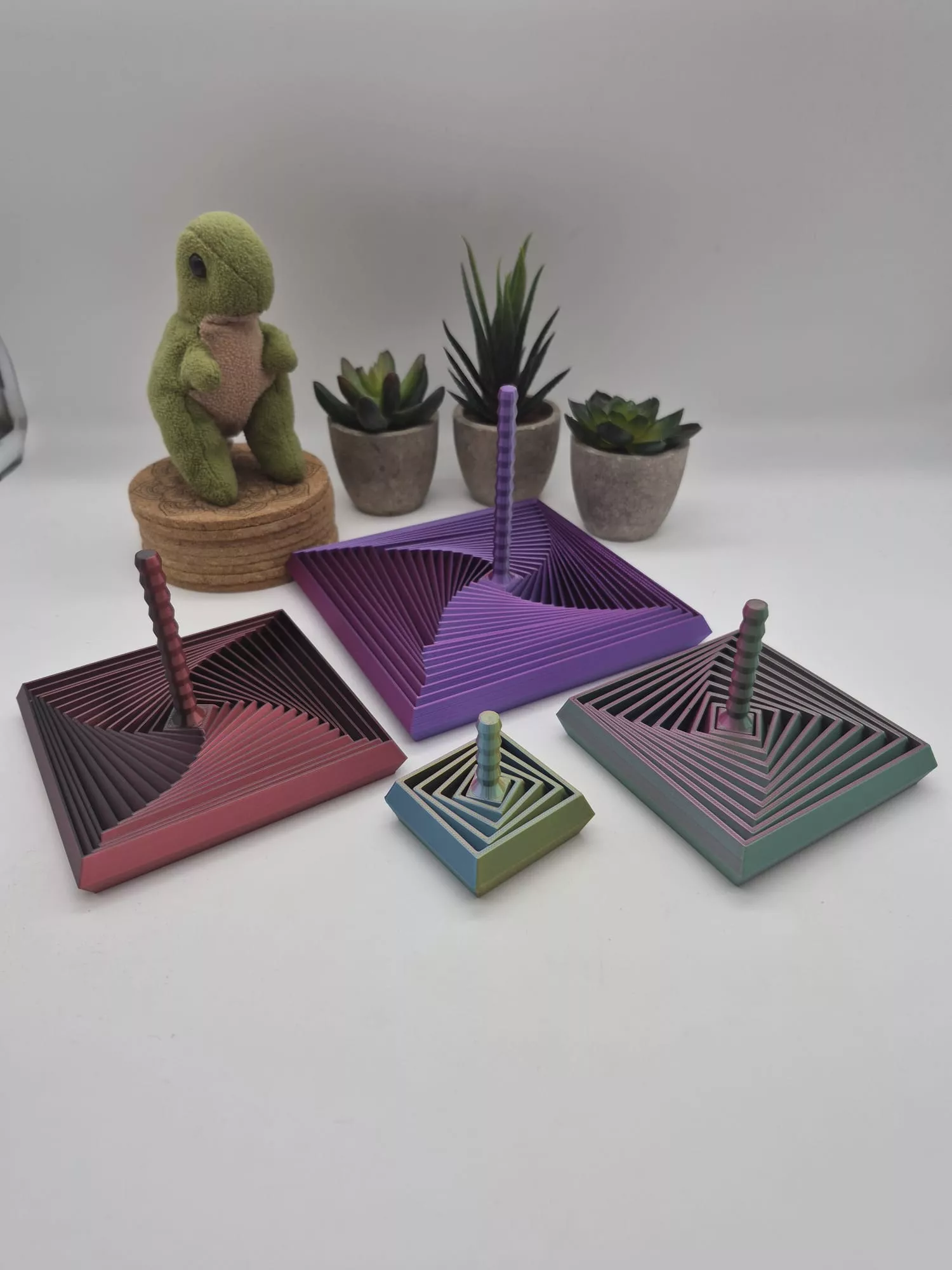 Fractal Square Fidget Toy with Handle - 4 Sizes 3D print model