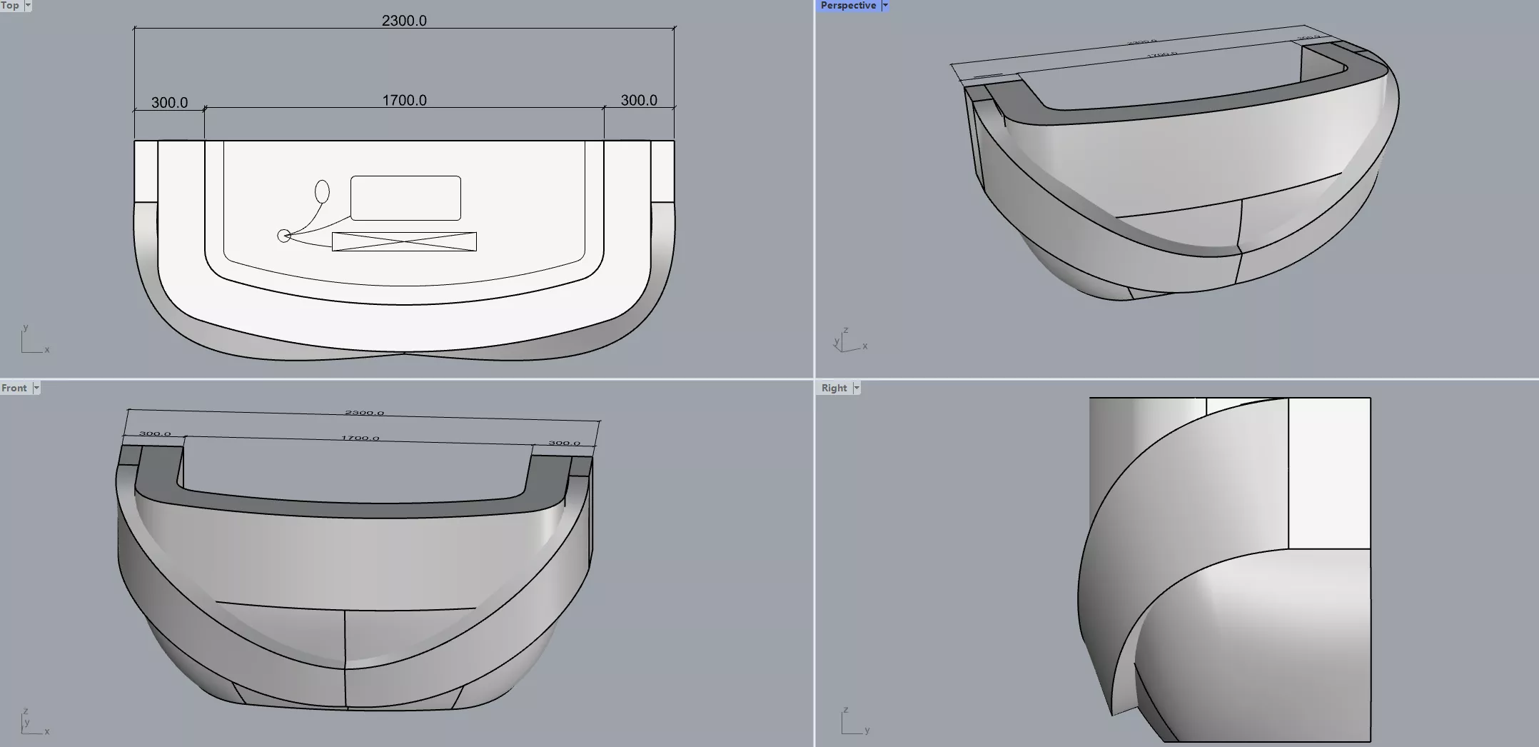 Curved Special-shaped Reception Desk 3D model