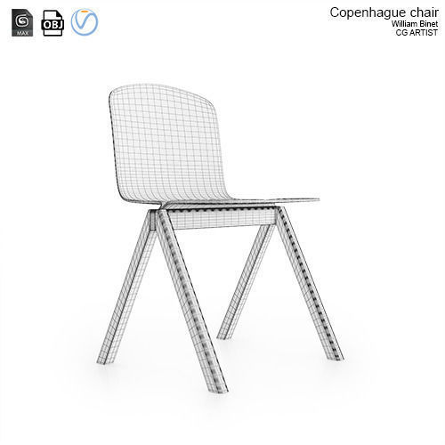 Copenhague chair and desk by Ronan Erwan Bouroullec Free 3D model_2