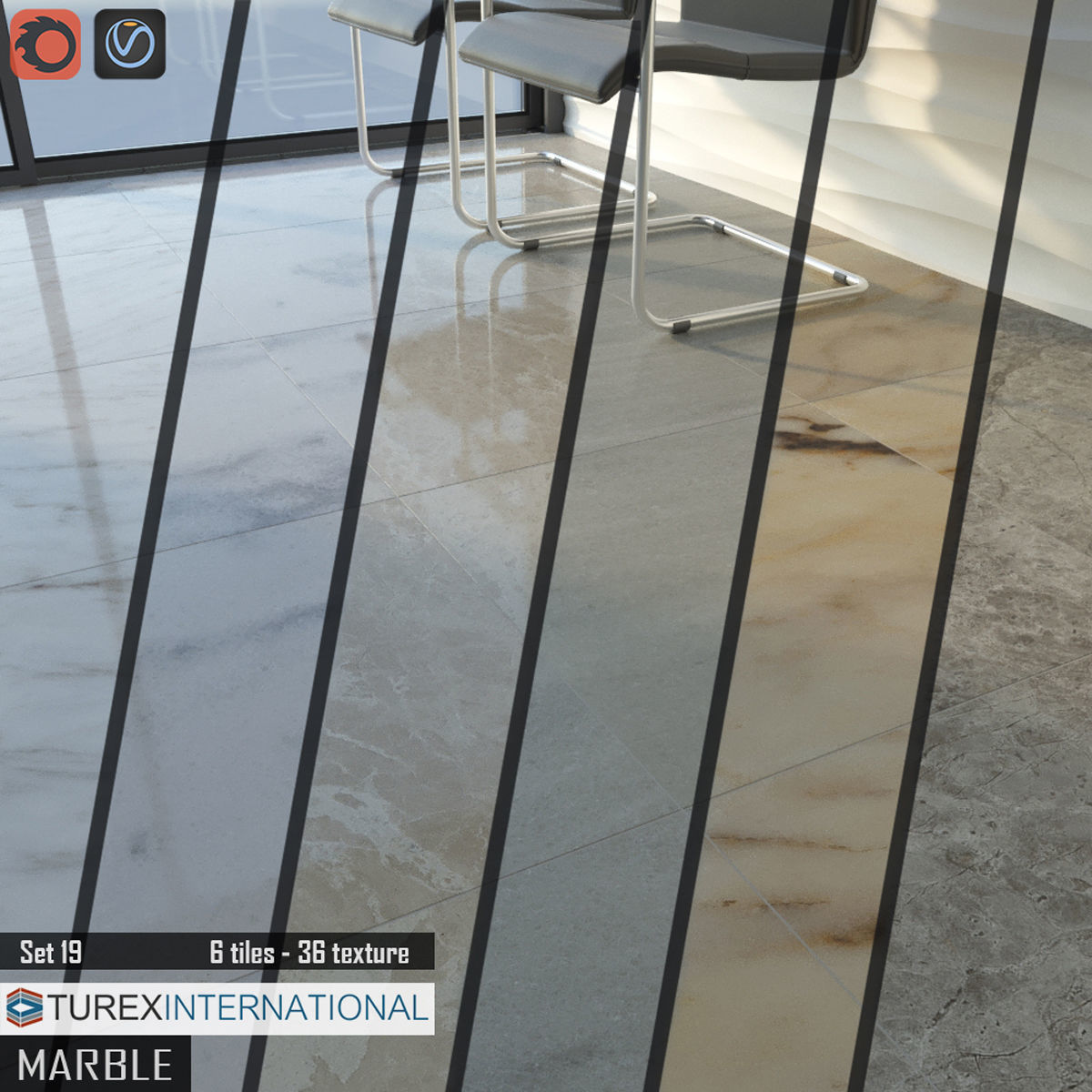 TUREX INTERNATIONAL Marble Tiles Set 3D model_1