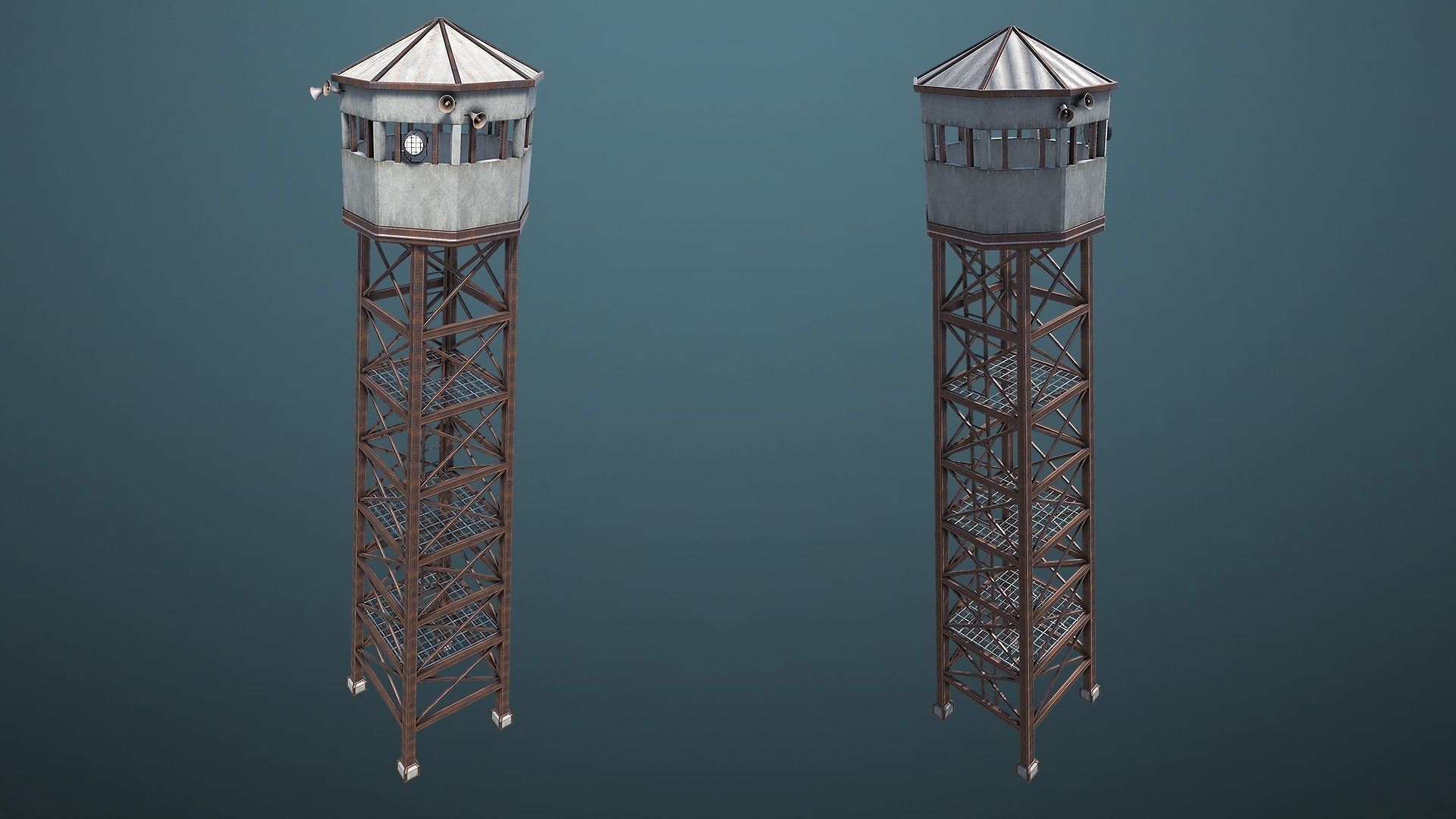 Unity PBR Modular Guard Tower Set Low-poly 3D model_3