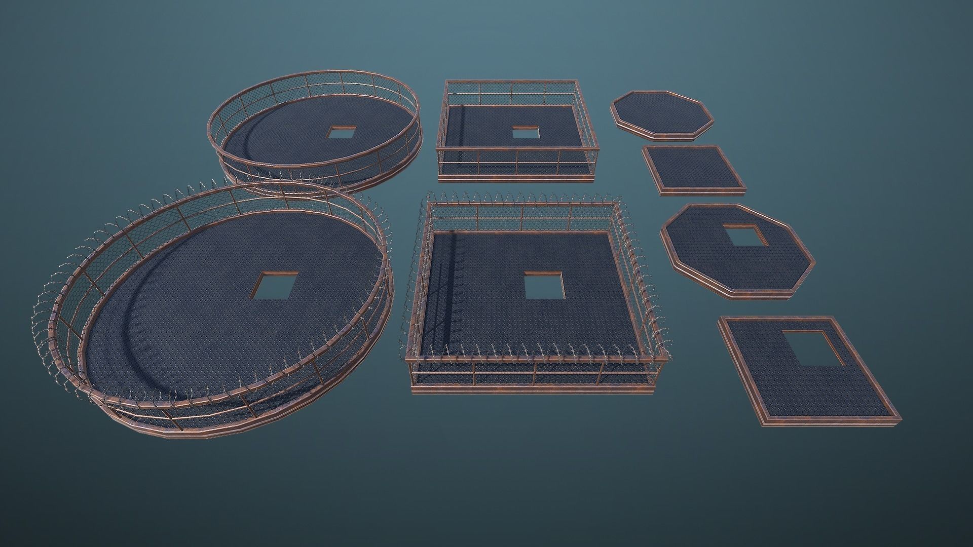 Unity PBR Modular Guard Tower Set Low-poly 3D model_12