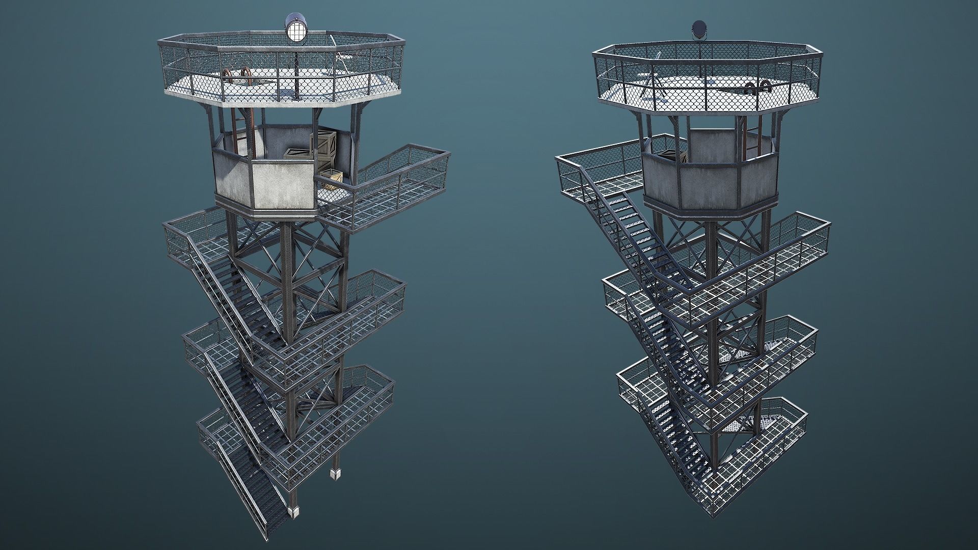 Unity PBR Modular Guard Tower Set Low-poly 3D model_2